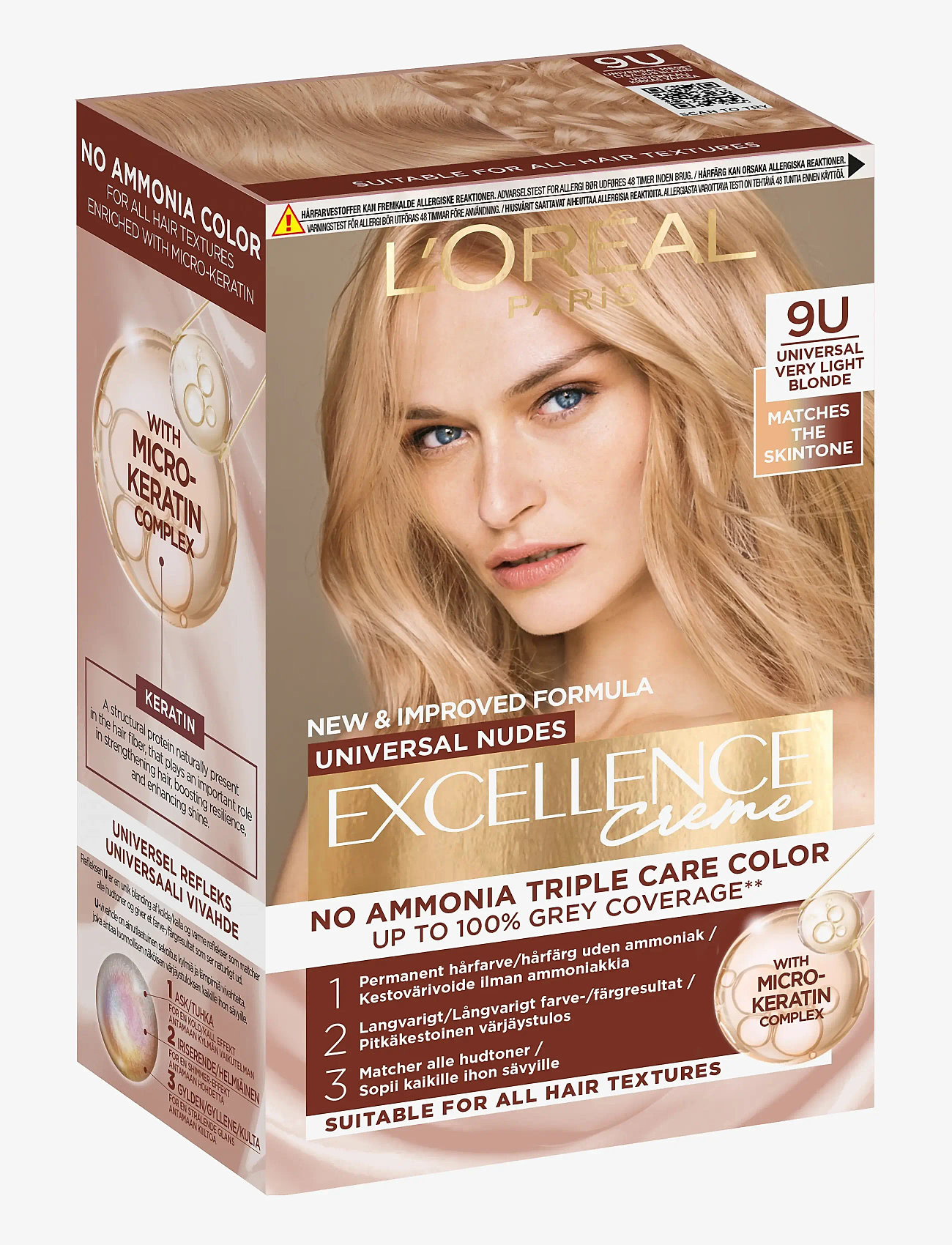 L'Oréal Paris - L'Oréal Paris Excellence Universal Nudes 9U Universal Very Light Blonde - permanent hårfärg - very light blonde - 1