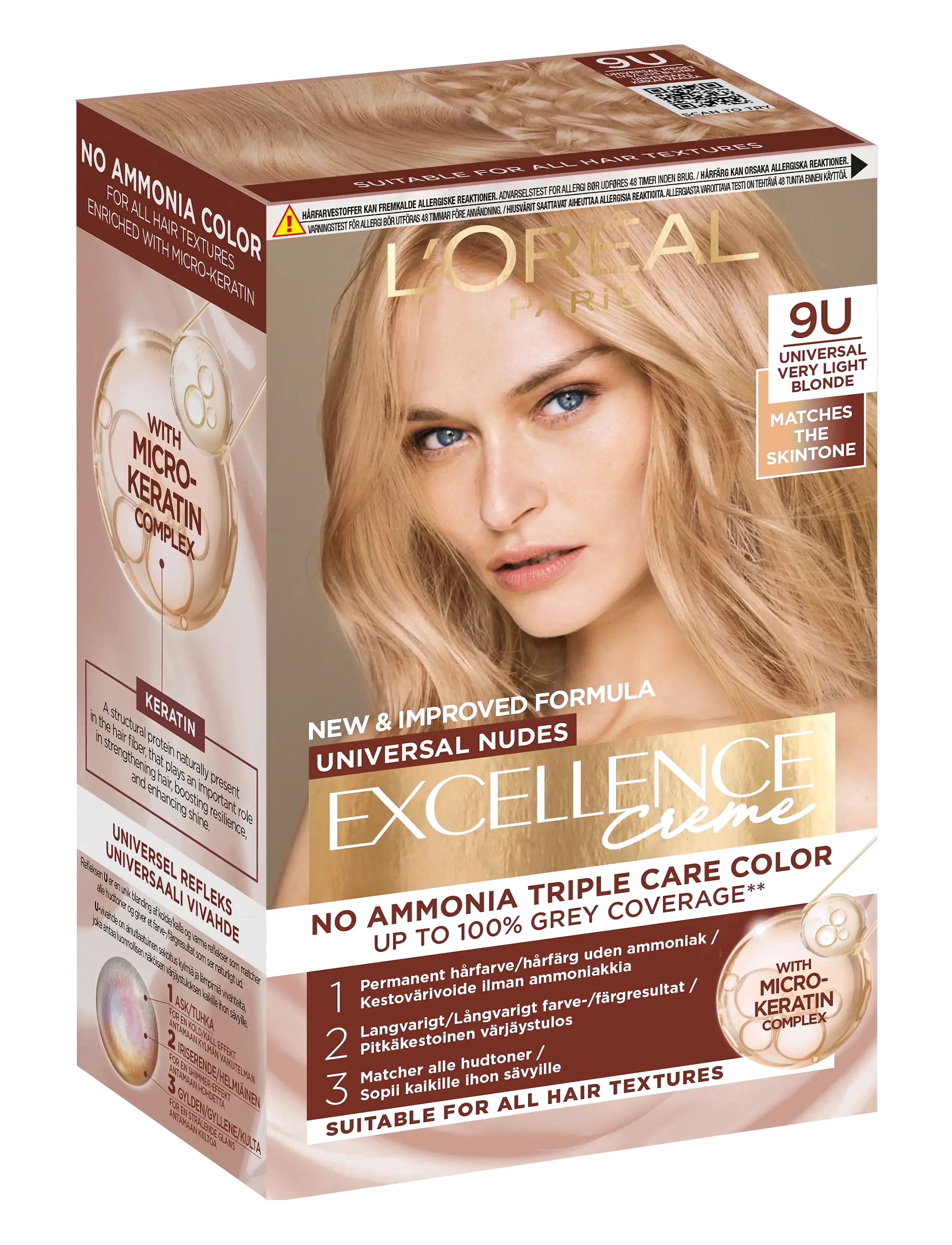 L'Oréal Paris - L'Oréal Paris Excellence Universal Nudes 9U Universal Very Light Blonde - permanente hårfarger - very light blonde - 1