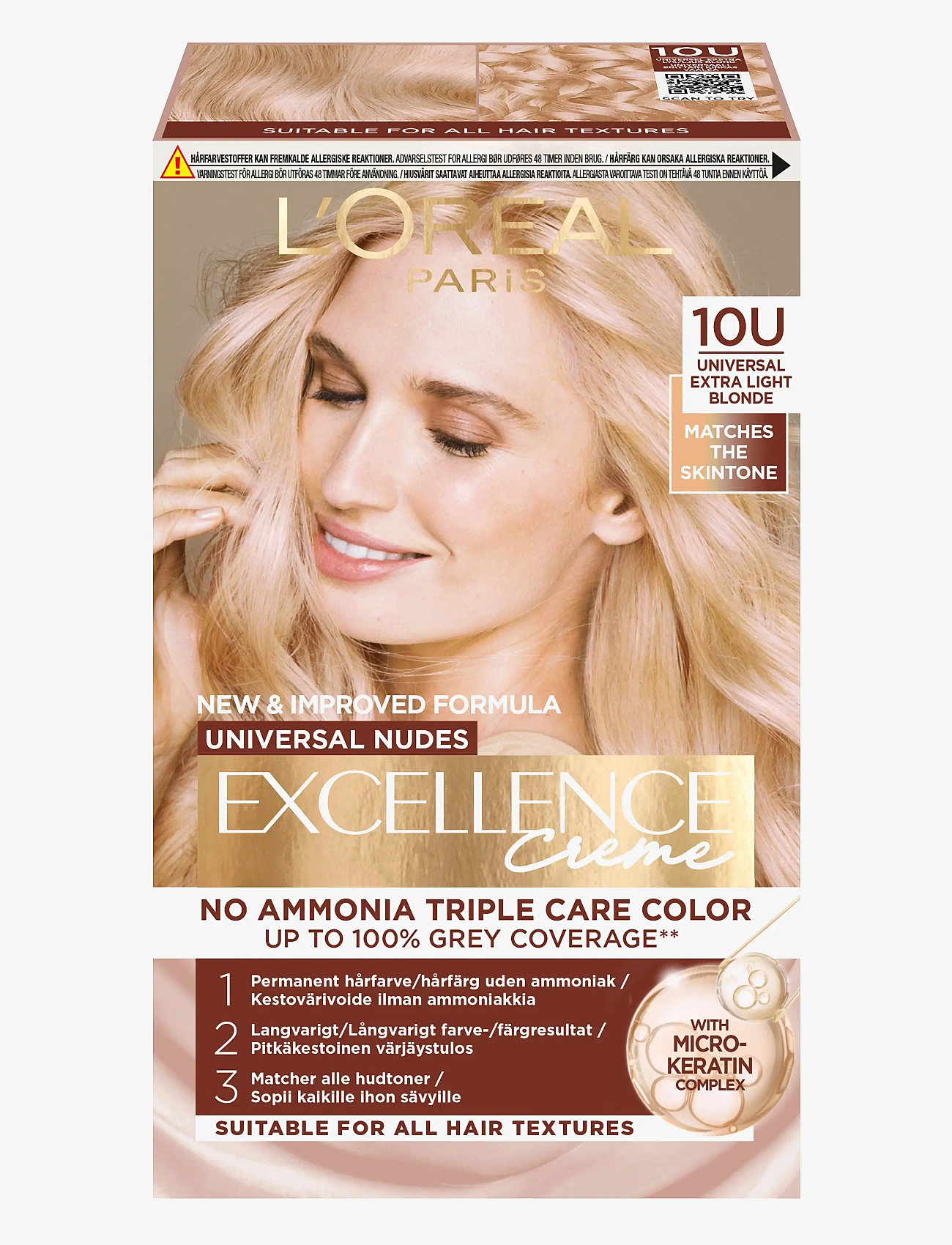 L'Oréal Paris - L'Oréal Paris Excellence Universal Nudes 10U Universal Lightest Blonde - permanent hårfärg - 10u universal lightest blonde - 0