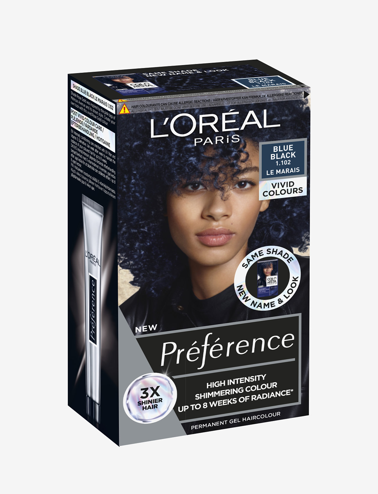 L'Oréal Paris - L'Oréal Paris Préférence Vivid Colours 1.102 Blue Black - permanent hårfärg - blue black - 1