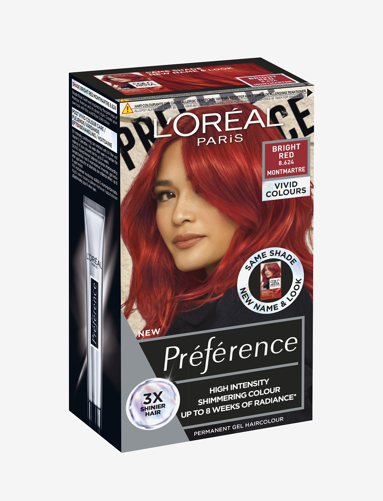 L'Oréal Paris - L'Oréal Paris Préférence Vivid Colours 8.624 Bright Red - pysyvät hiusvärit - bright red - 1