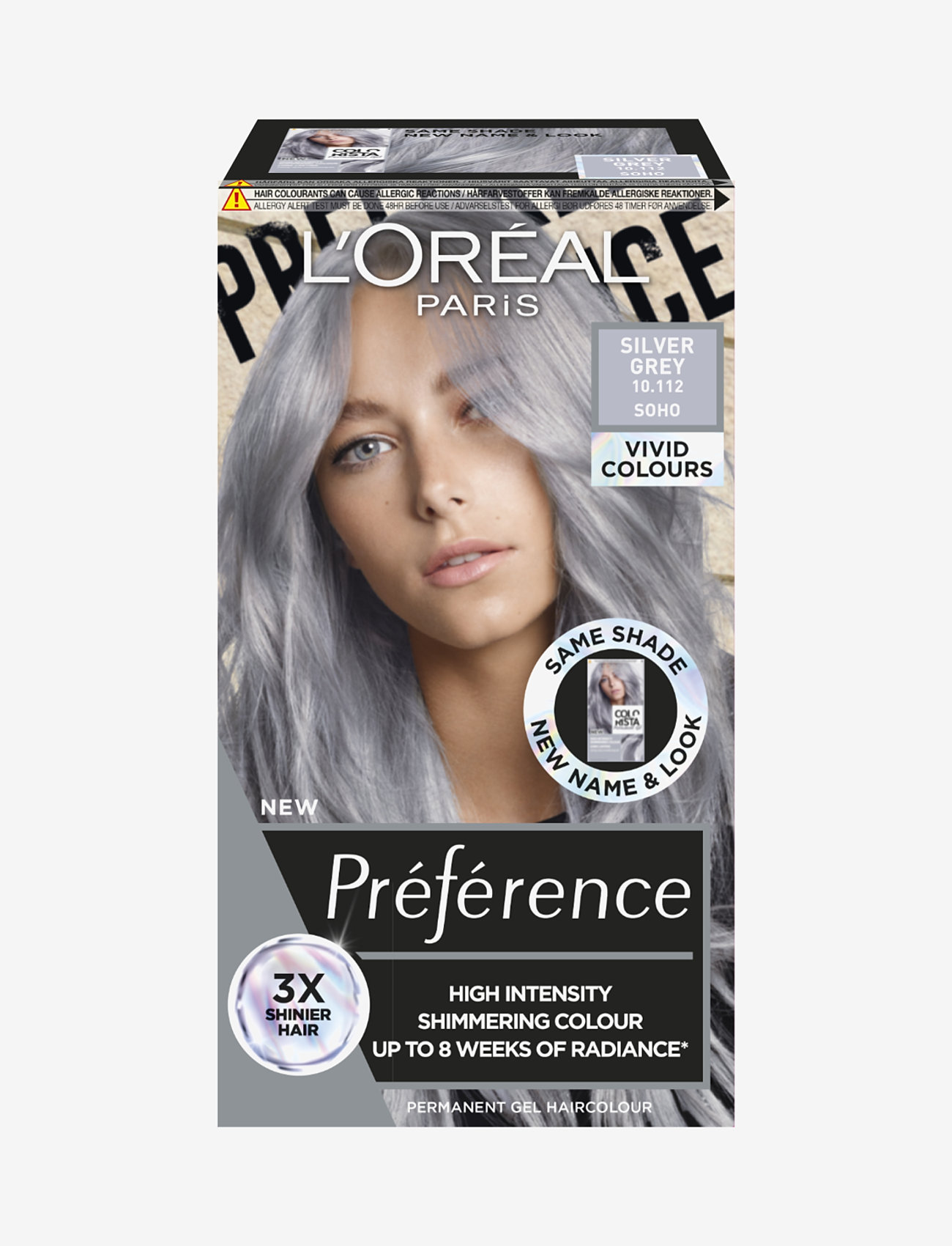 L'Oréal Paris Préférence Vivid Colours 10.112 Silver Grey, Color Behandling, Nude, Str: ONE SIZE