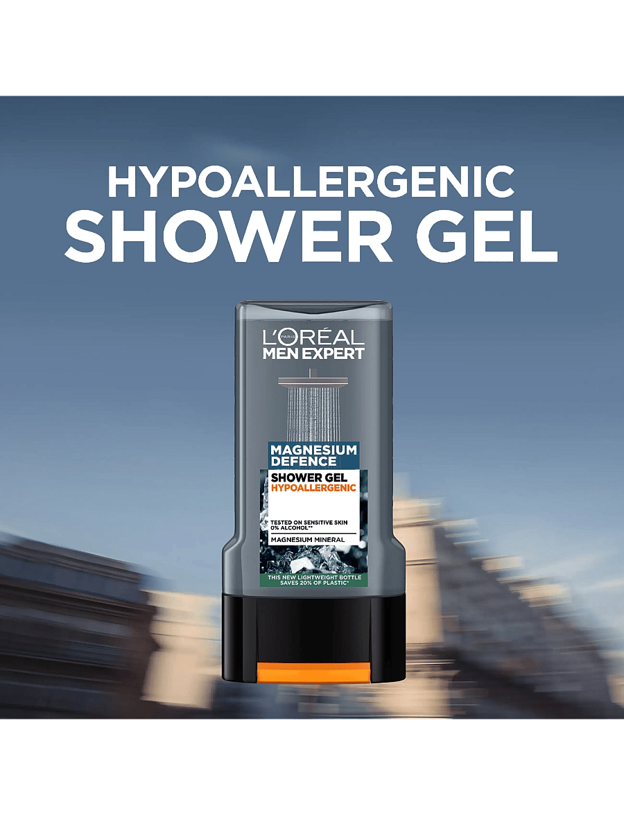 L'Oréal Paris - L'Oréal Paris Men Expert Magnesium Defense Hypoallergenic Shower Gel for sensitive skin 300 ml - vann ja dušš - magnesium defence hypoallergenic shower gel - 2