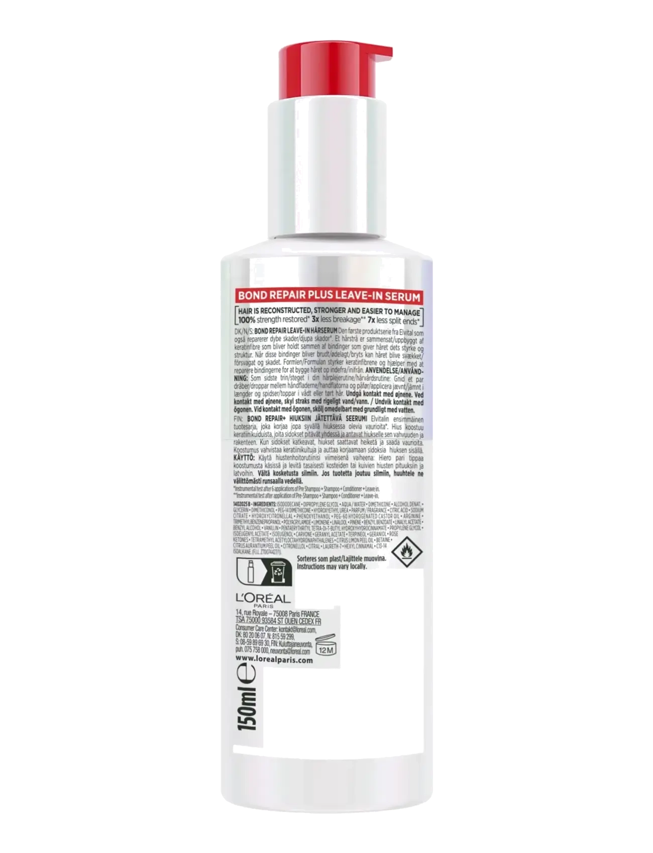 L'Oréal Paris - L'Oréal Paris Elvital Bond Repair Leave-in Serum for damaged hair 150 ml - hårserum - no colour - 1