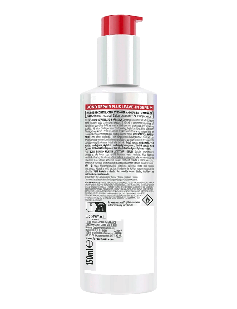 L'Oréal Paris - L'Oréal Paris Elvital Bond Repair Leave-in Serum for damaged hair 150 ml - juukseseerumid - no colour - 1