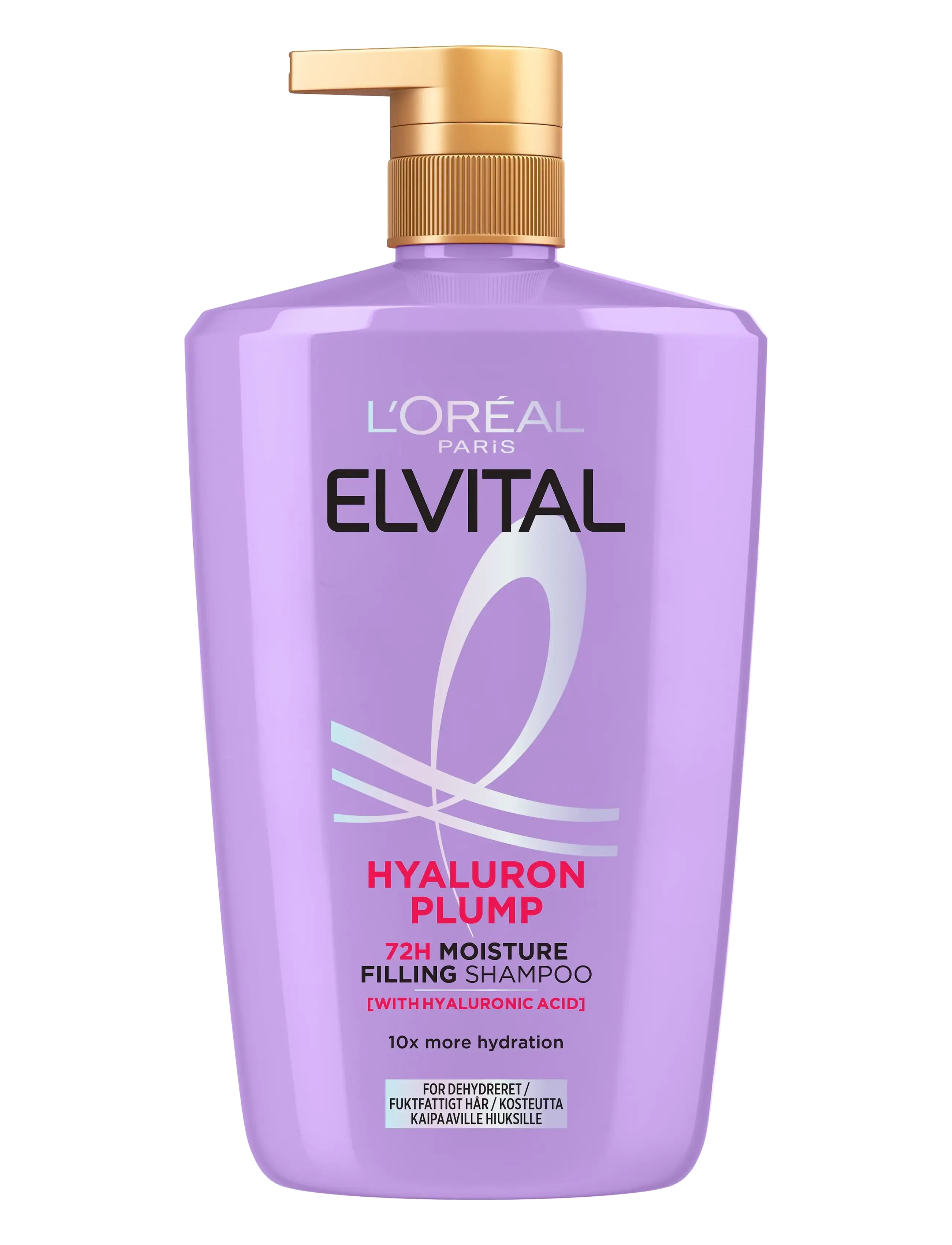 L'Oréal Paris Elvital Hyaluron Plump Shampoo For Dehydrated Hair 1000 Ml, Shampoo, Nude, Str: 1000 ml