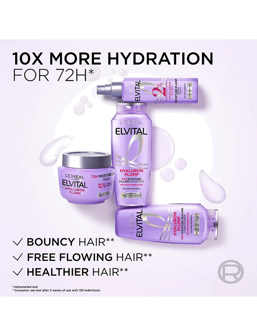 L'Oréal Paris - L'Oréal Paris Elvital Hyaluron Plump Shampoo for dehydrated hair 1000 ml - Šampoon - clear - 4