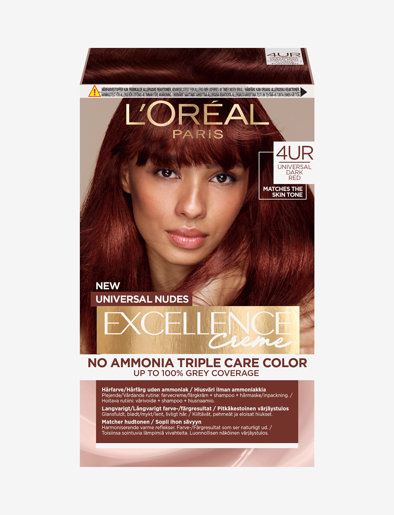 L'Oréal Paris - L'Oréal Paris, Excellence, Universal Nudes, hair color that matches all skin tones - permanent hårfarve - dark red - 0