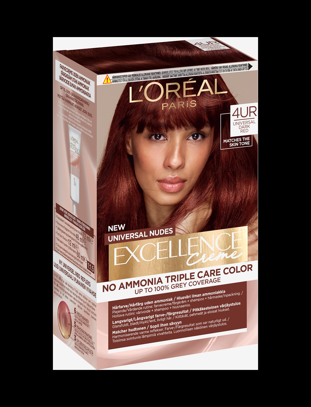 L'Oréal Paris - L'Oréal Paris, Excellence, Universal Nudes, hair color that matches all skin tones - permanent hårfarve - dark red - 1