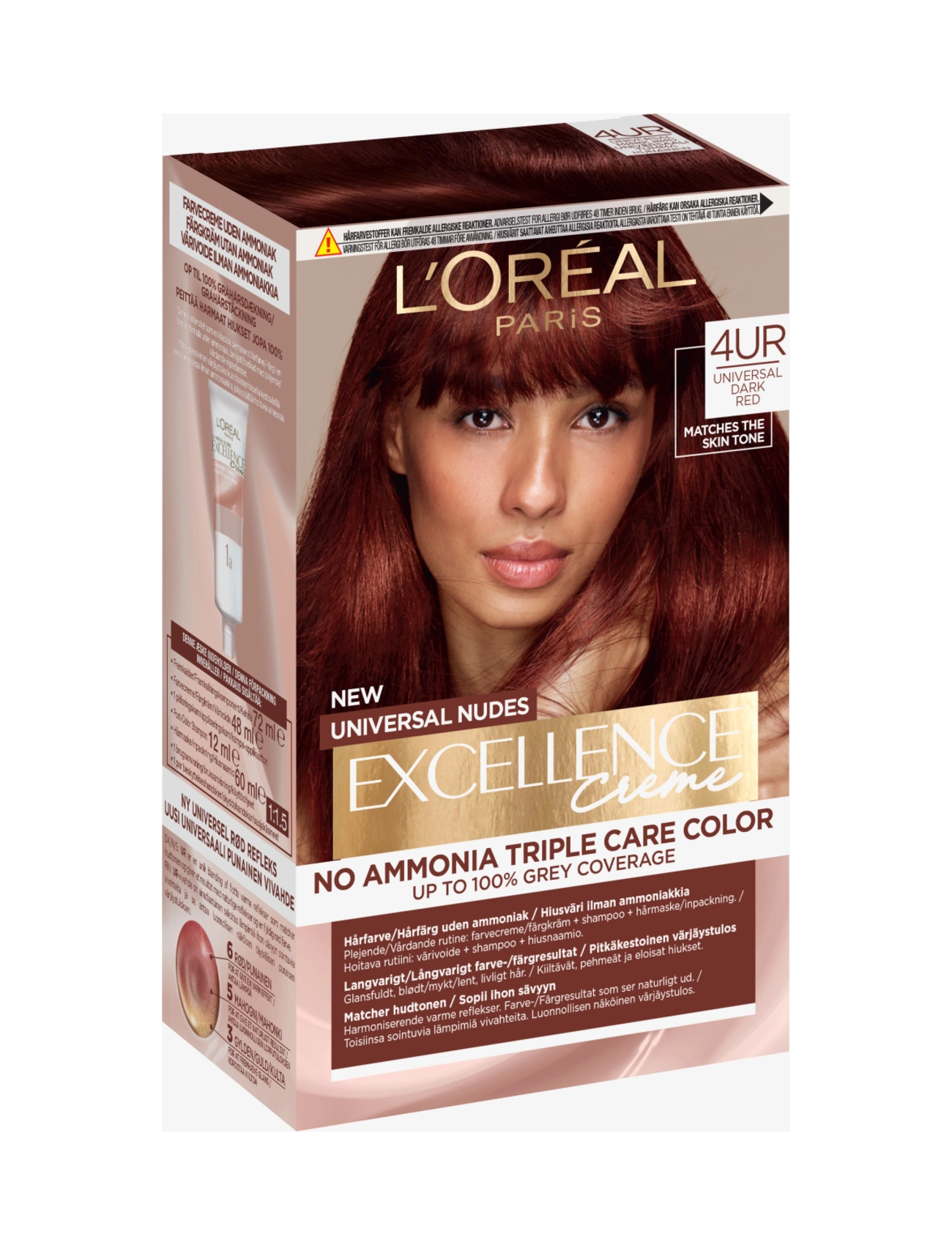 L'Oréal Paris - L'Oréal Paris, Excellence, Universal Nudes, hair color that matches all skin tones - permanent hårfarve - dark red - 1