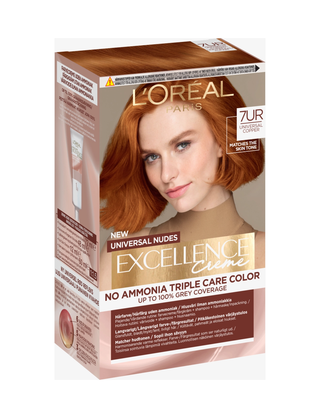 L'Oréal Paris - L'Oréal Paris, Excellence, Universal Nudes, hair color that matches all skin tones - permanent hårfarve - copper - 1