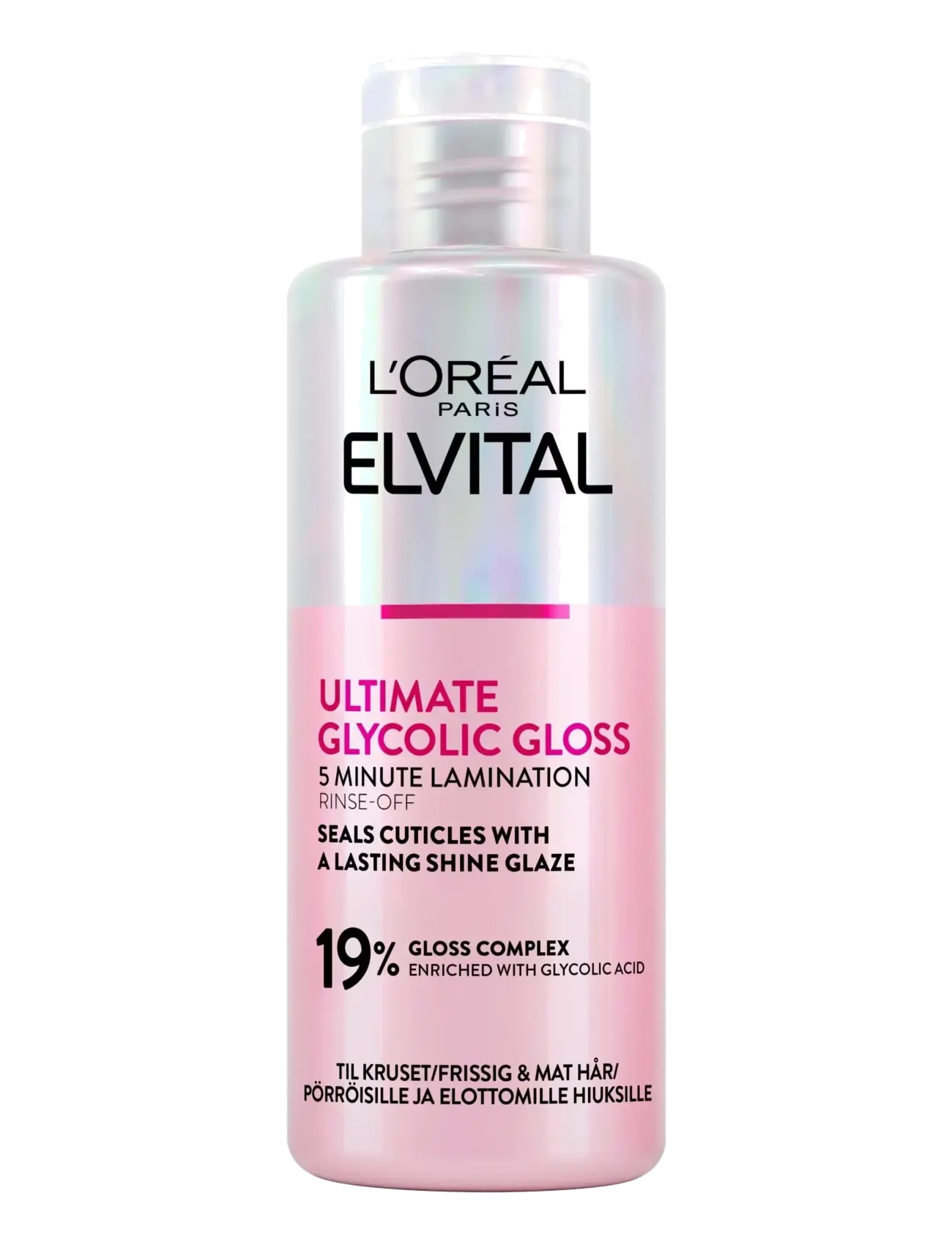 L'Oréal Paris Elvital Ultimate Glycolic Gloss Rinse-Off Treatment For Dull Hair 200 Ml, Behandling, Nude, Str: 200 ml