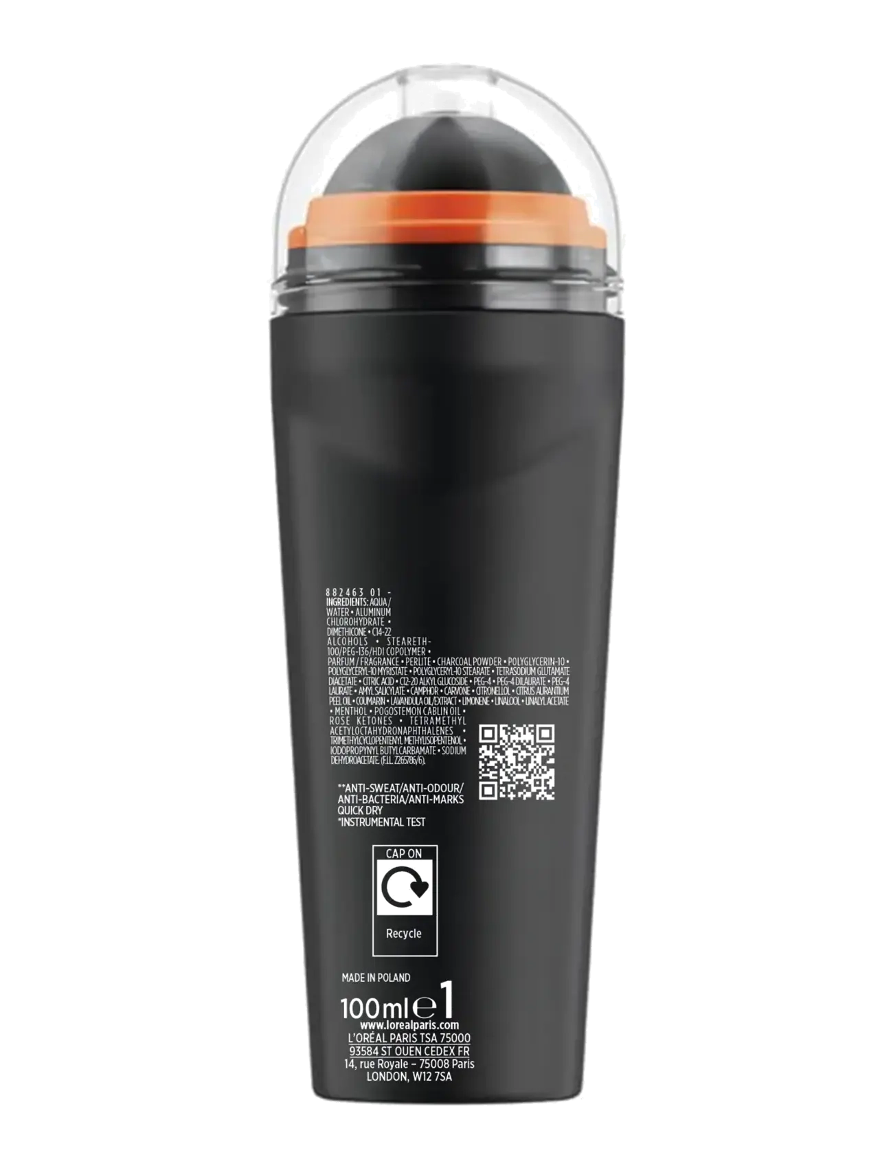 L'Oréal Paris - Men Expert Carbon Protect Total Protection 48H Anti-Perspirant Deodorant Roll On 100 ml - roll on deoer - clear - 1