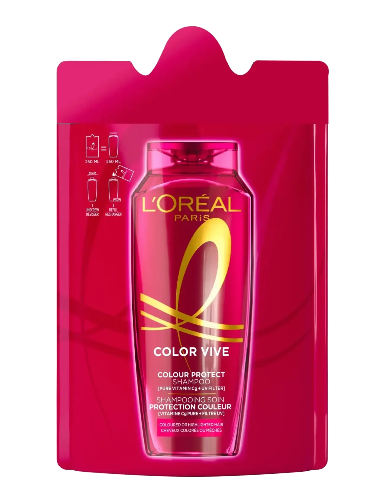 L'Oréal Paris L'Oréal Paris Elvital Color Vive Shampoo Refill for colored hair 250 ml - Juuksehooldus - CLEAR / undefined