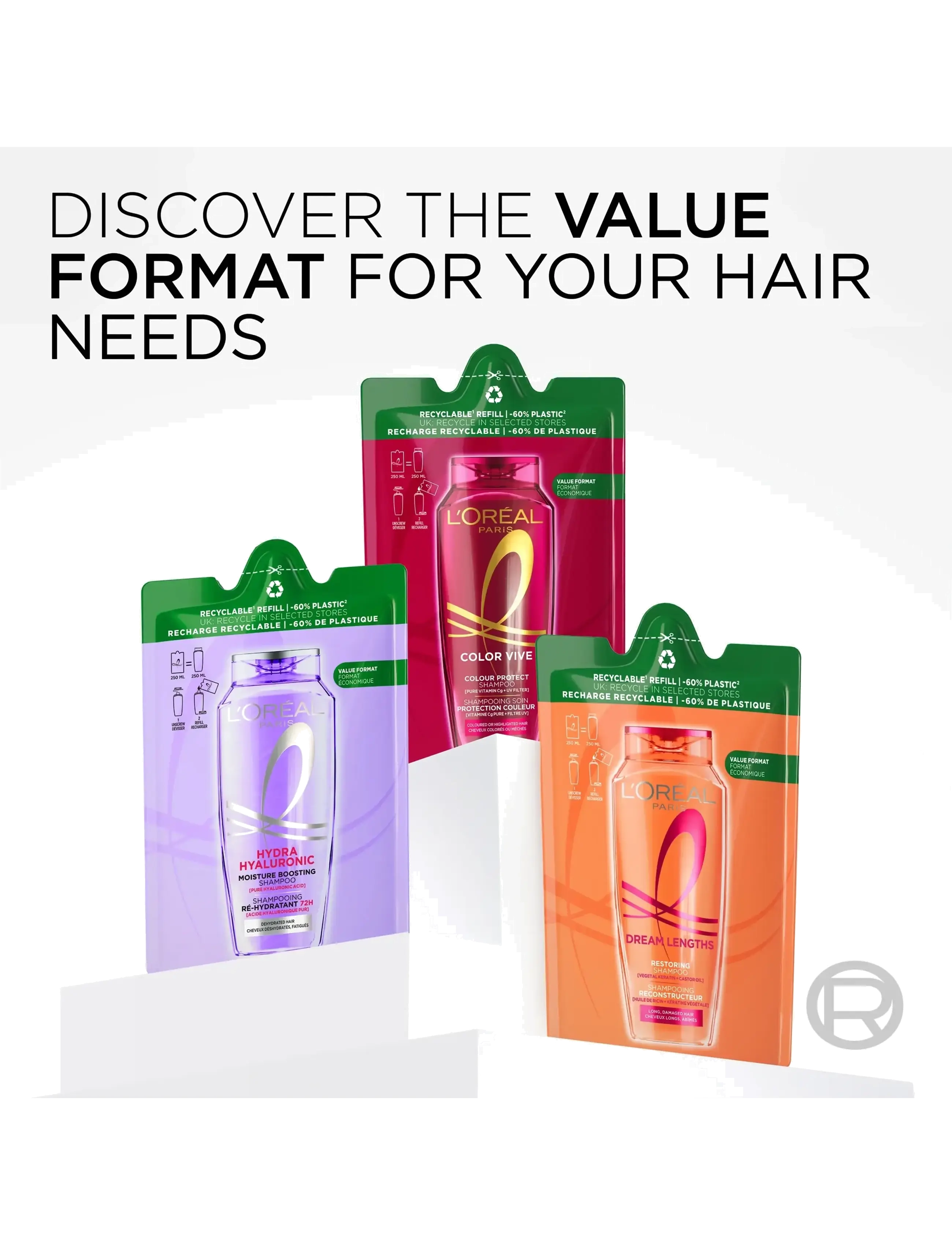 L'Oréal Paris - L'Oréal Paris Elvital Color Vive Shampoo Refill for colored hair 250 ml - refill til hårpleje - clear - 3