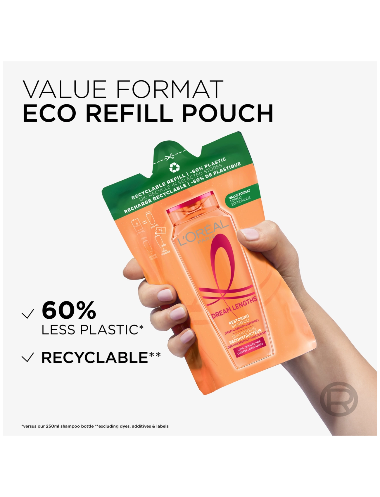 L'Oréal Paris - L'Oréal Paris Elvital Dream Length Shampoo Refill for long hair 250 ml - hårpleje - clear - 2