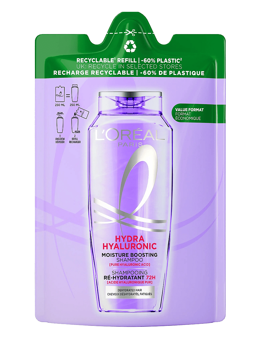 L'Oréal Paris - L'Oréal Paris Elvital Hyaluron Plump Shampoo Refill for dehydrated hair 250 ml - juuksehoolduse täitepakendid - clear - 0
