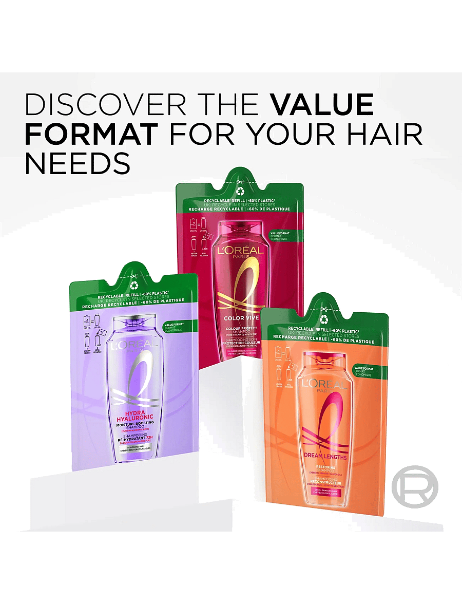 L'Oréal Paris - L'Oréal Paris Elvital Hyaluron Plump Shampoo Refill for dehydrated hair 250 ml - juuksehoolduse täitepakendid - clear - 3