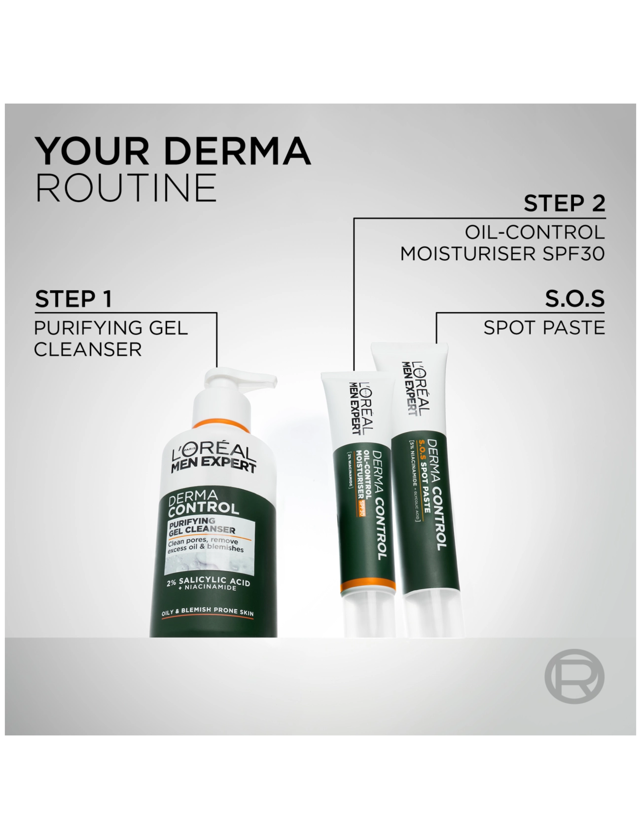 L'Oréal Paris - L'Oréal Paris Men Expert Derma Control Oil-Control Moisturiser SPF30 for sensitive skin 40 ml - rakagjafar - clear - 5