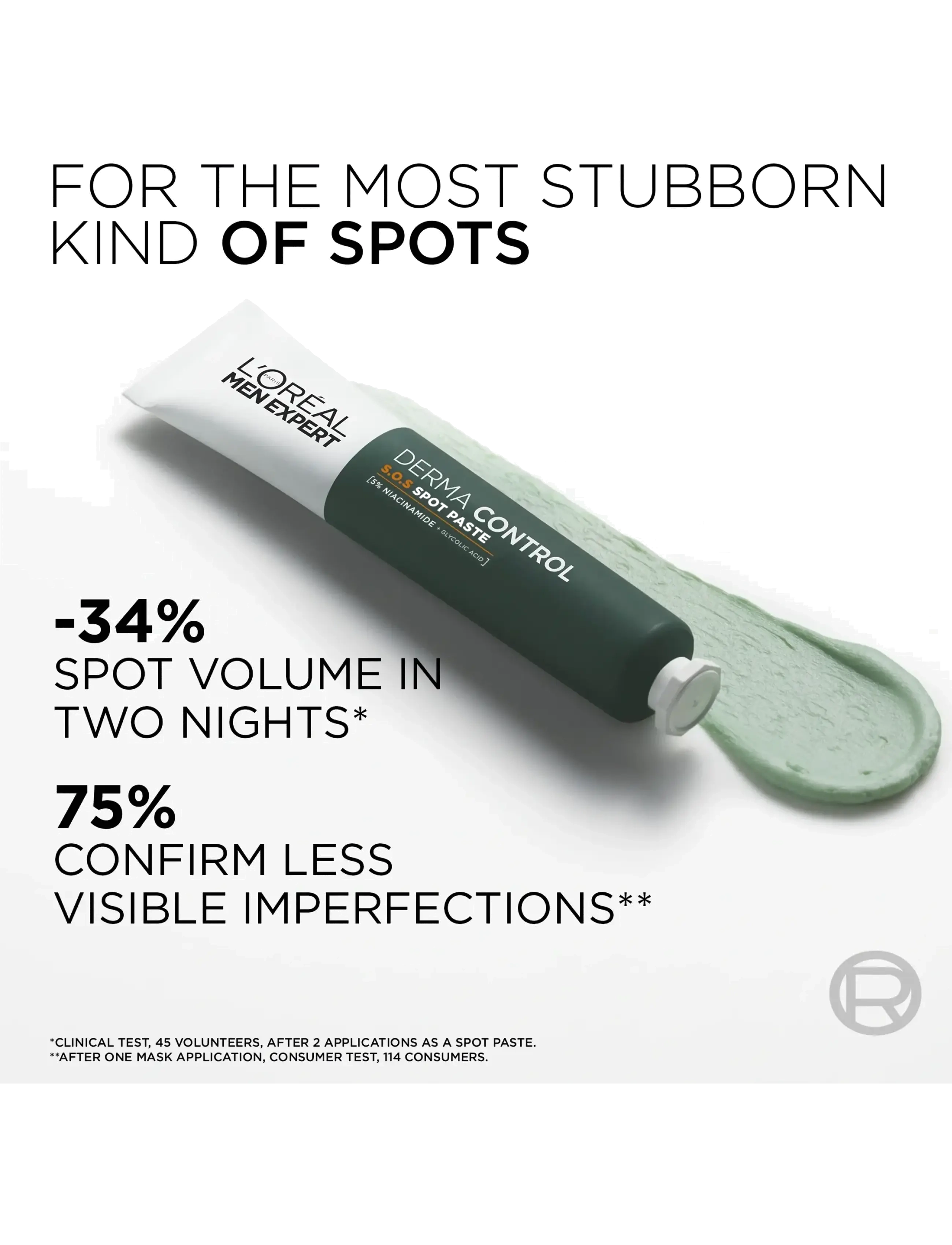 L'Oréal Paris - L'Oréal Paris Men Expert Derma Control S.O.S Spot Paste for sensitive skin 45 ml - ansigtsmasker - clear - 2