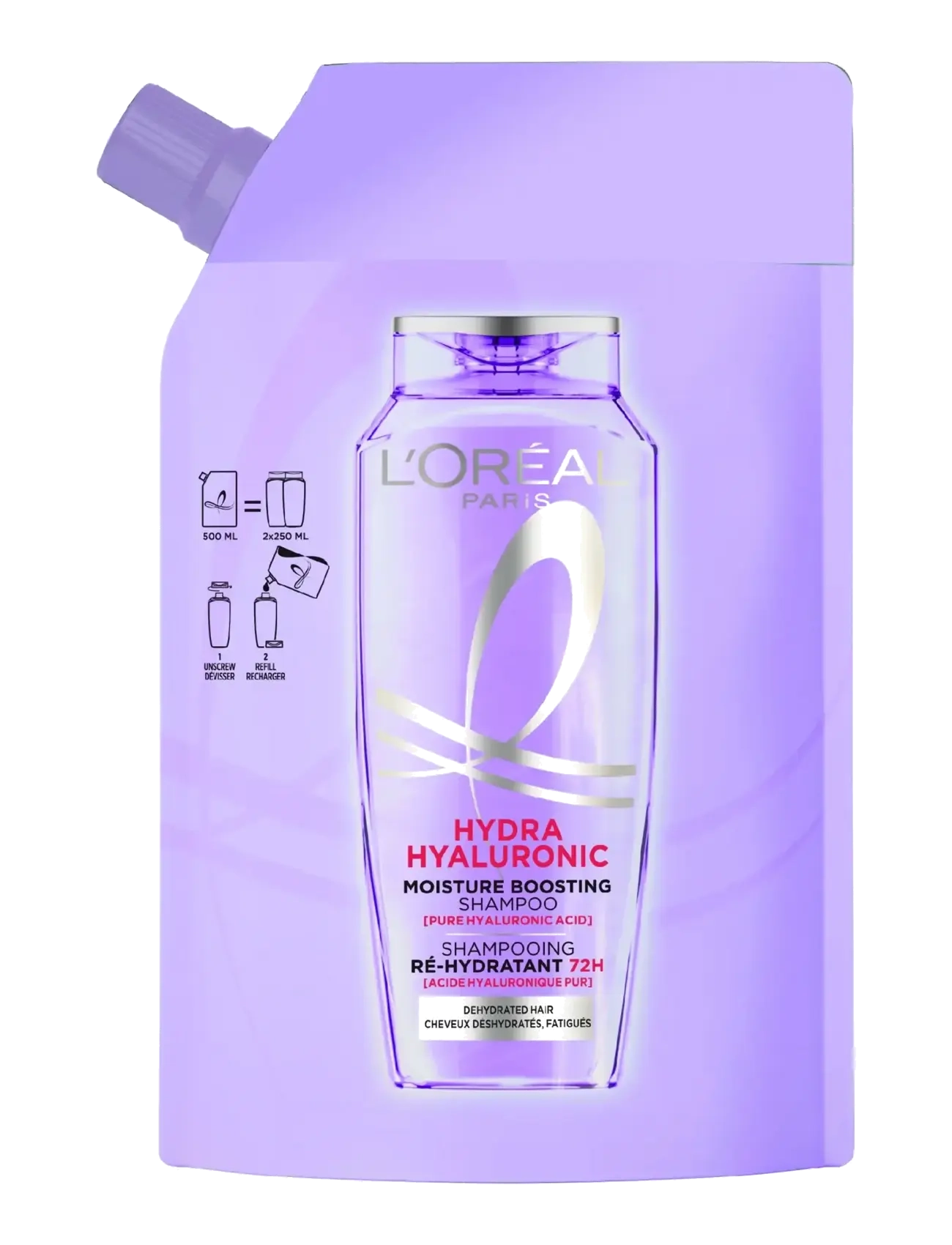 L'Oréal Paris L'Oréal Paris Elvital Hyaluron Plump Shampoo Refill for dehydrated hair 500 ml - Hårprodukter - CLEAR / undefined