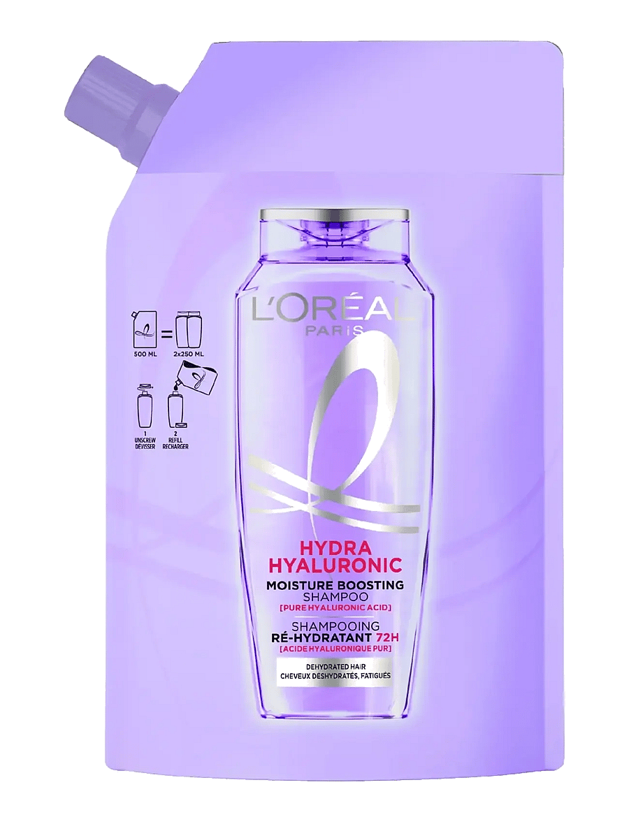 L'Oréal Paris - L'Oréal Paris Elvital Hyaluron Plump Shampoo Refill for dehydrated hair 500 ml - shampoo - clear - 0