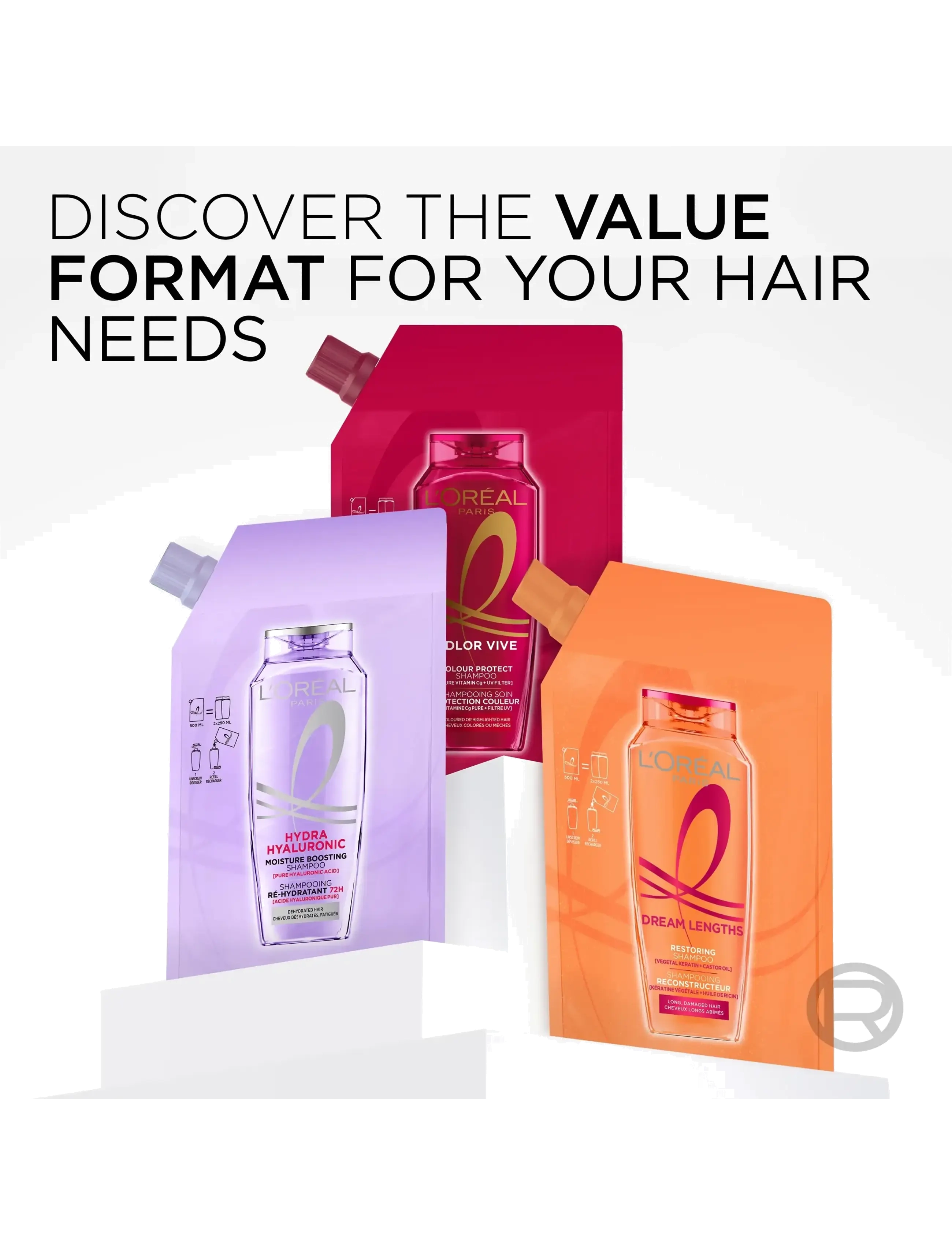 L'Oréal Paris - L'Oréal Paris Elvital Hyaluron Plump Shampoo Refill for dehydrated hair 500 ml - refill til hårpleje - clear - 1