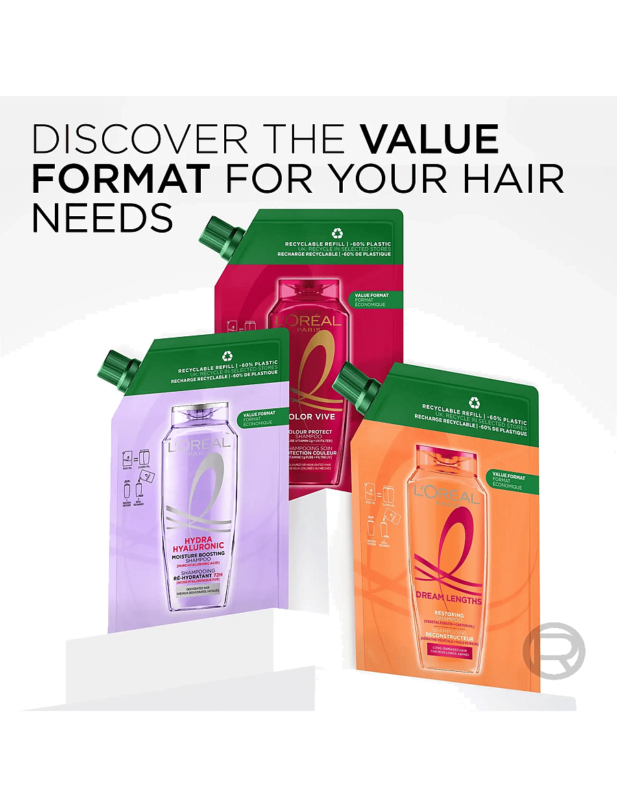 L'Oréal Paris - L'Oréal Paris Elvital Hyaluron Plump Shampoo Refill for dehydrated hair 500 ml - juuksehoolduse täitepakendid - clear - 3