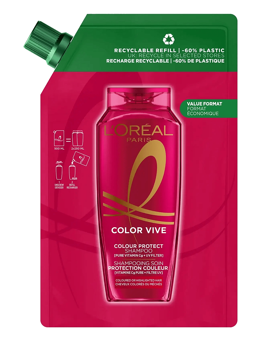 L'Oréal Paris - L'Oréal Paris Elvital Color Vive Shampoo Refill for colored hair 500 ml - juuksehoolduse täitepakendid - clear - 0