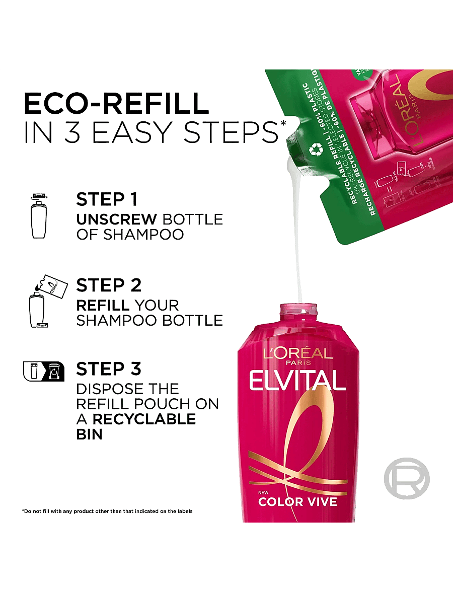 L'Oréal Paris - L'Oréal Paris Elvital Color Vive Shampoo Refill for colored hair 500 ml - juuksehoolduse täitepakendid - clear - 1