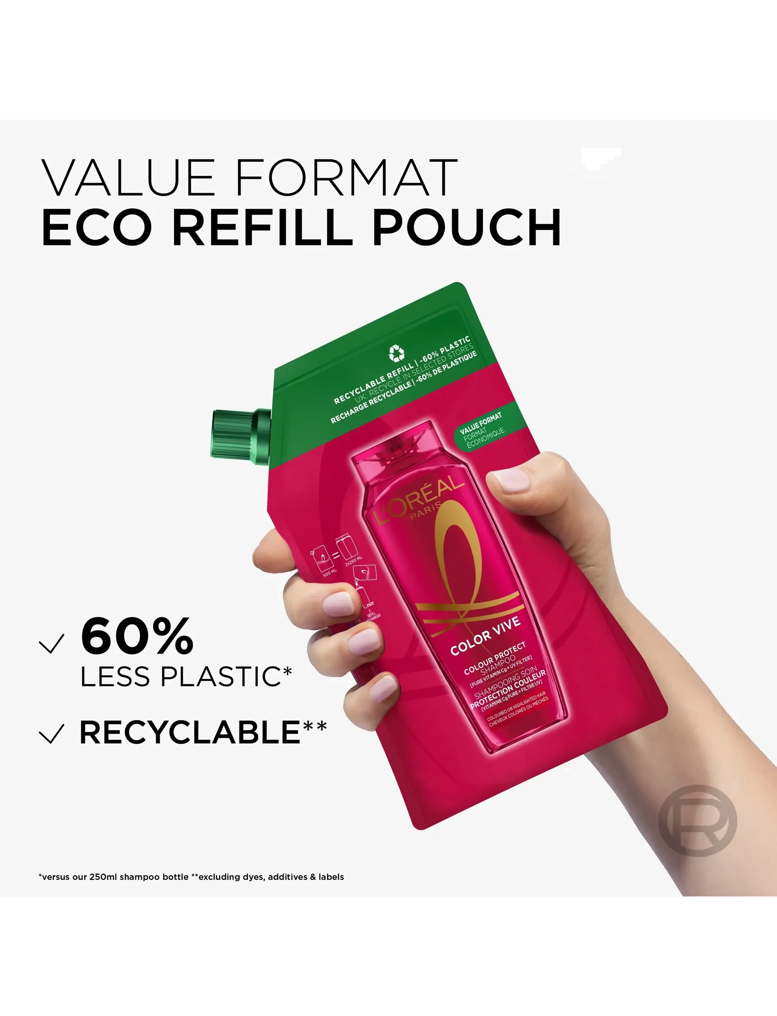 L'Oréal Paris - L'Oréal Paris Elvital Color Vive Shampoo Refill for colored hair 500 ml - refill til hårpleje - clear - 2