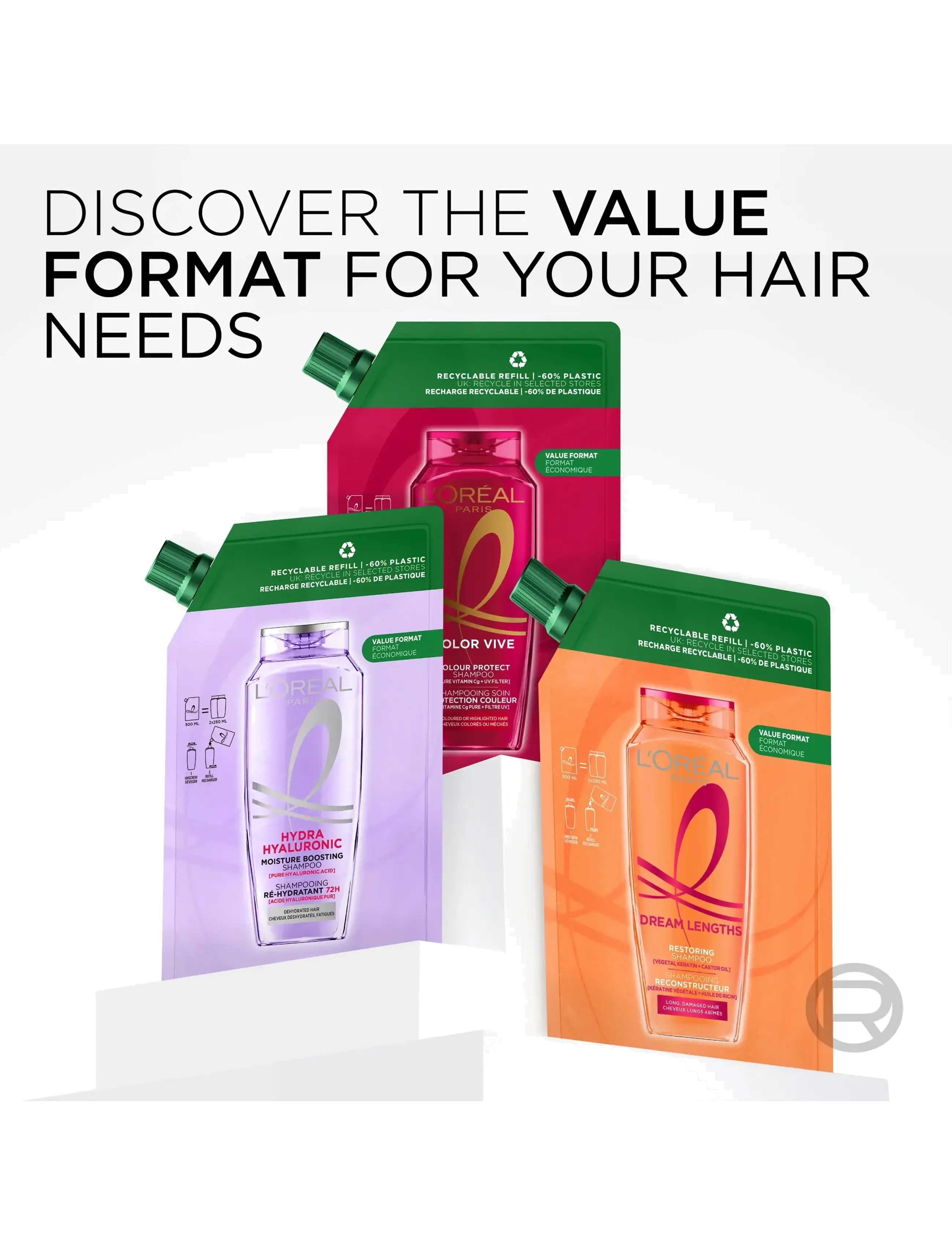 L'Oréal Paris - L'Oréal Paris Elvital Color Vive Shampoo Refill for colored hair 500 ml - refill til hårpleje - clear - 3
