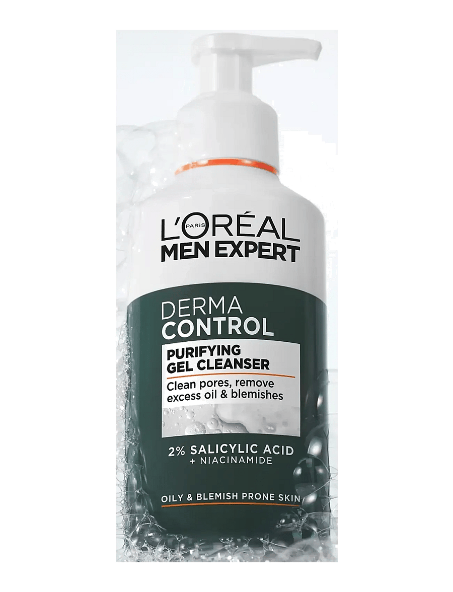 L'Oréal Paris - L'Oréal Paris Men Expert Derma Control Purifying Gel Cleanser for sensitive skin 260 ml - ansiktsrengöring - clear - 1