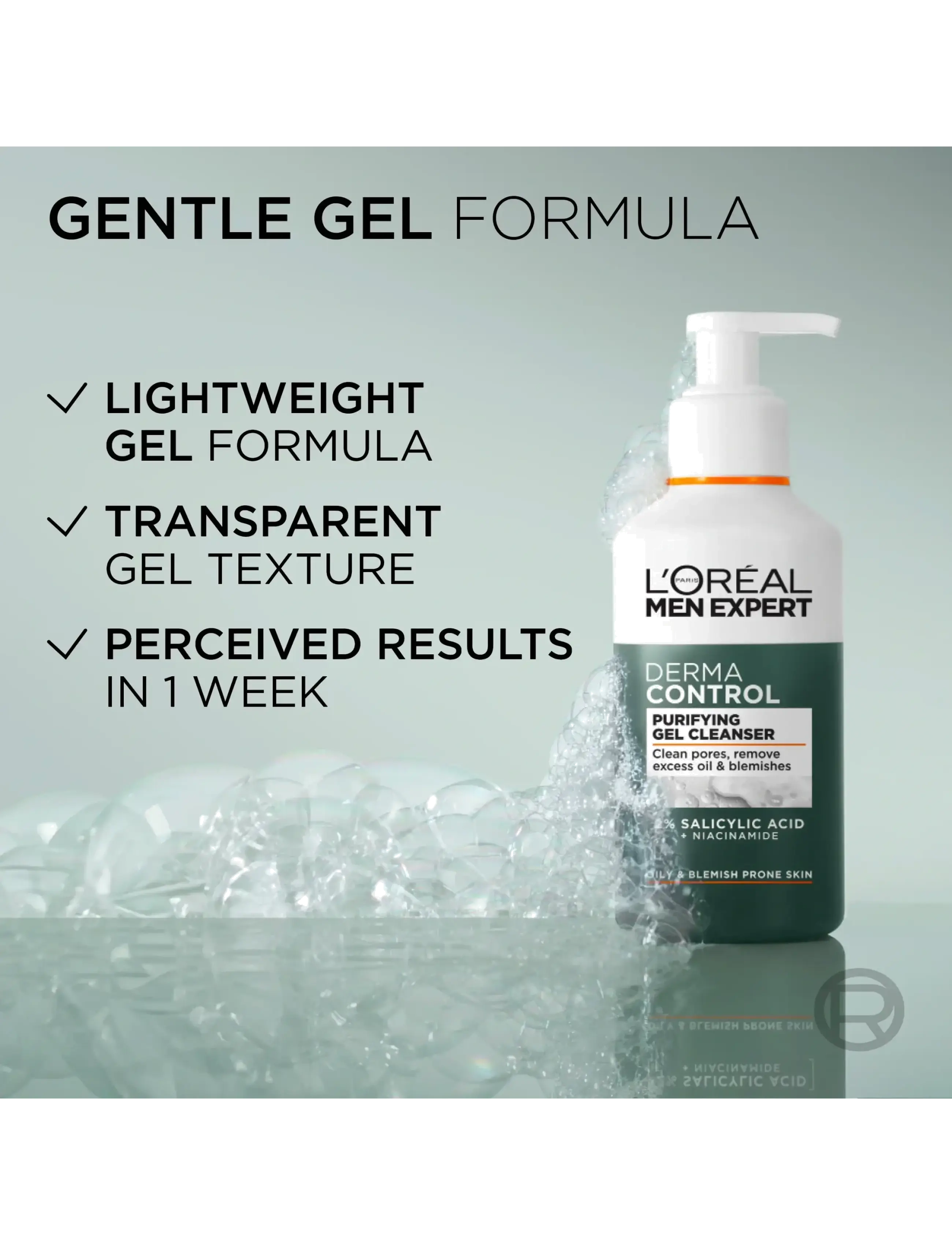 L'Oréal Paris - L'Oréal Paris Men Expert Derma Control Purifying Gel Cleanser for sensitive skin 260 ml - ansigtsrens - clear - 3