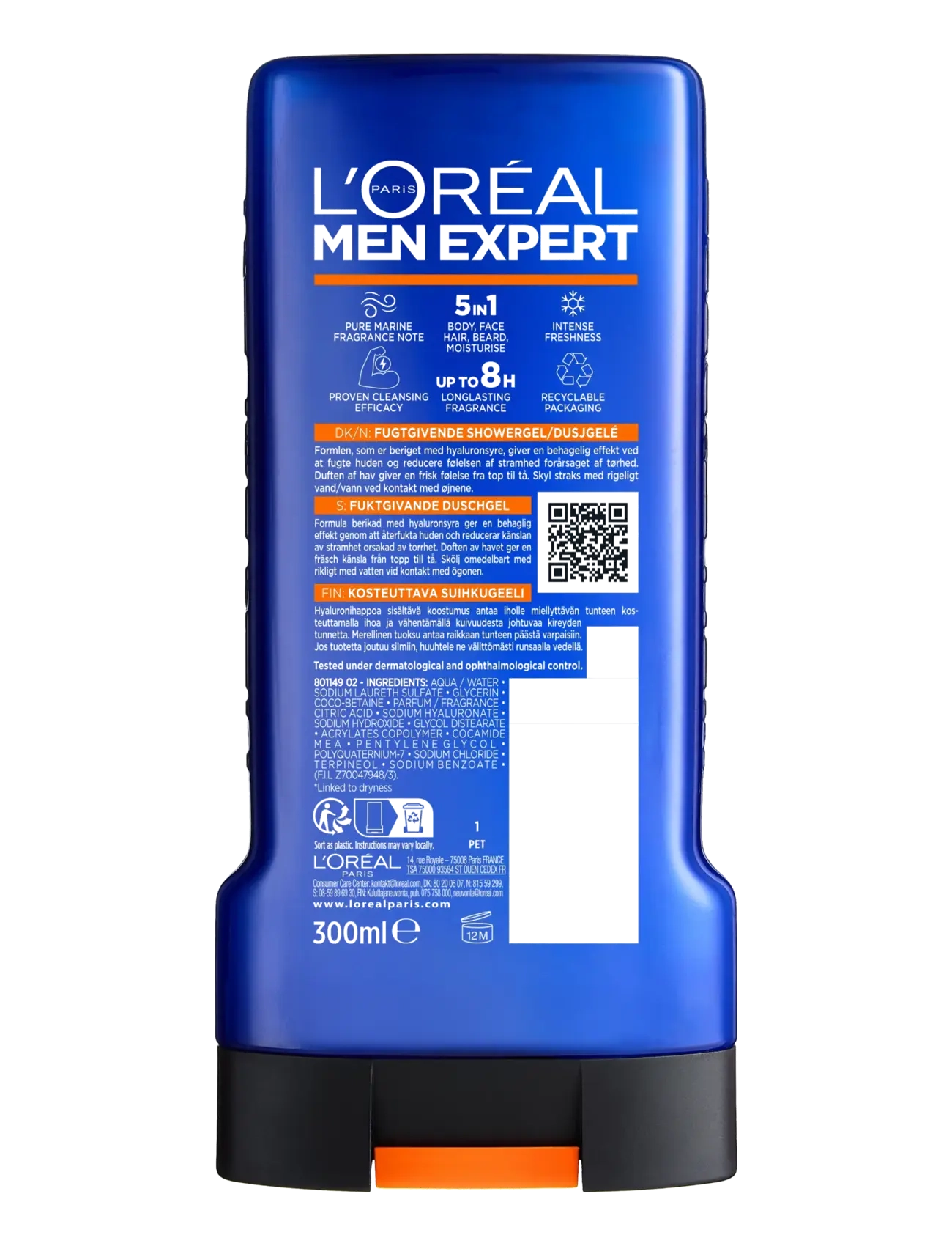L'Oréal Paris - L'Oréal Paris Men Expert Hydra Hyaluronic Shower Gel for normal skin 300 ml - shower gels - clear - 3