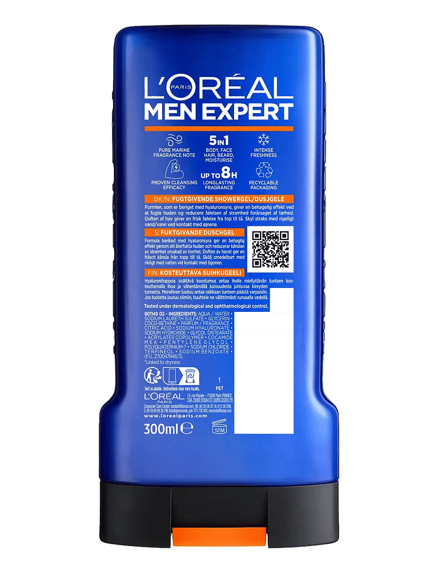 L'Oréal Paris - L'Oréal Paris Men Expert Hydra Hyaluronic Shower Gel for normal skin 300 ml - vann ja dušš - clear - 3