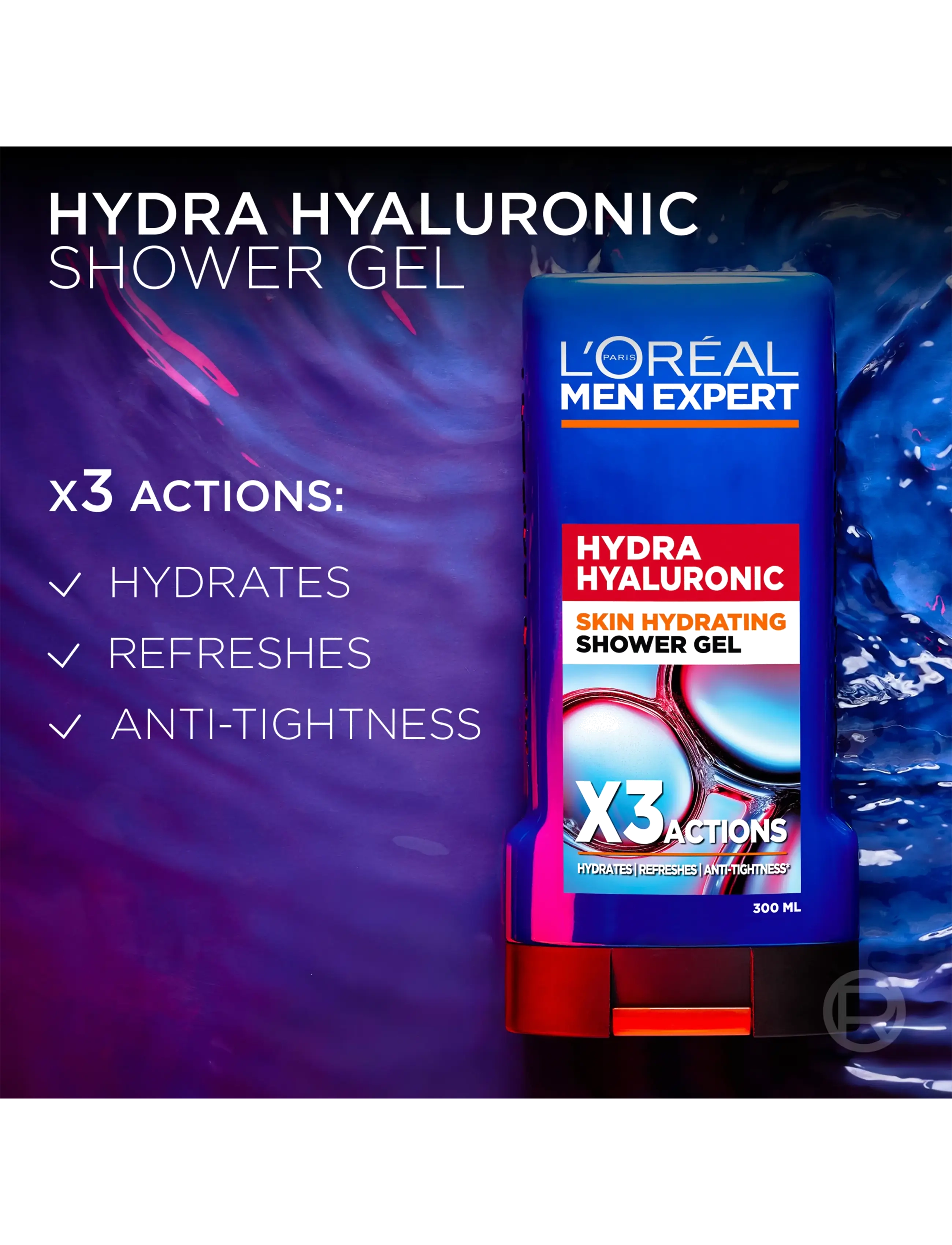 L'Oréal Paris - L'Oréal Paris Men Expert Hydra Hyaluronic Shower Gel for normal skin 300 ml - shower gels - clear - 5
