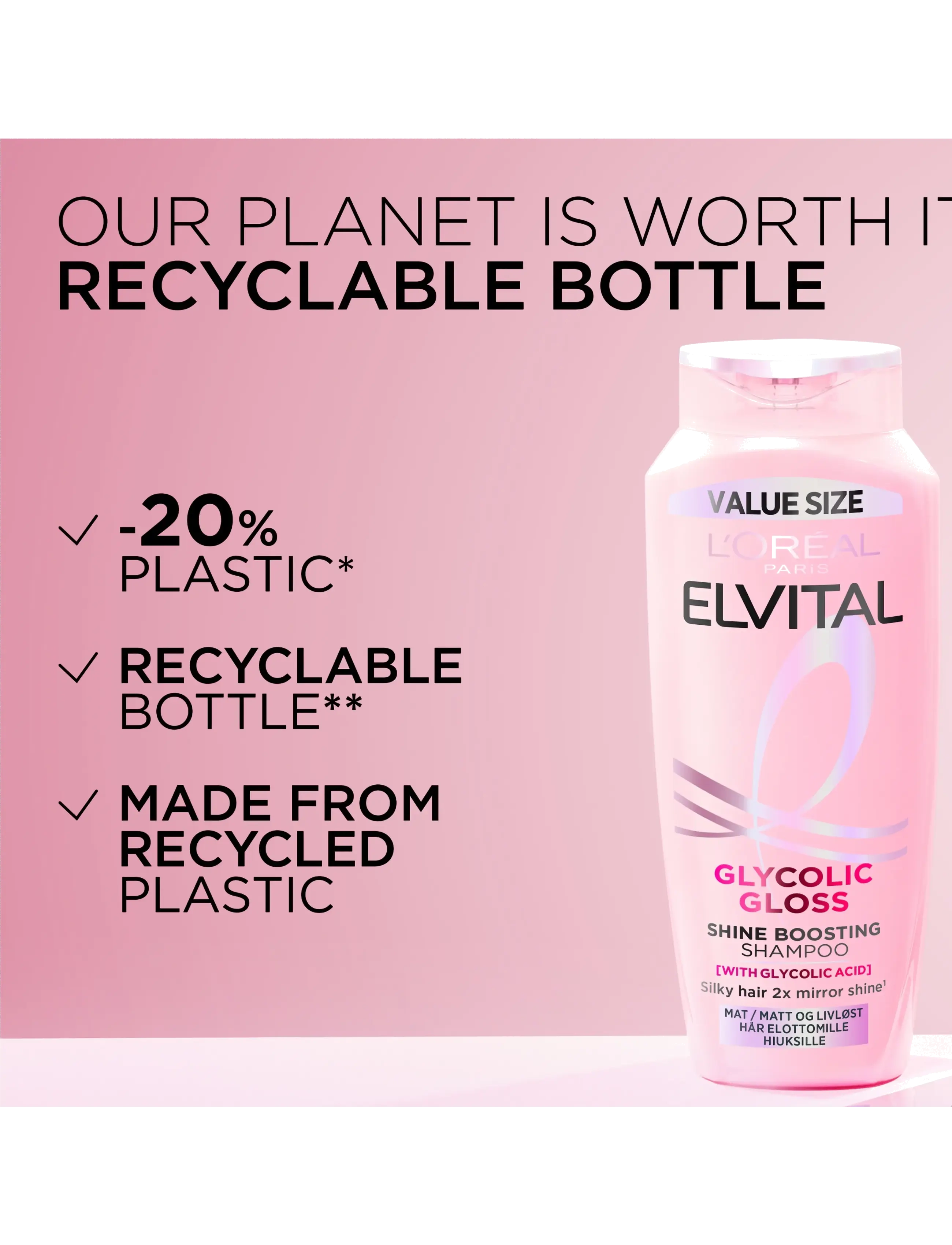 L'Oréal Paris - L'Oréal Paris Elvital Glycolic Gloss Shampoo for dull hair 400ml - shampoo - clear - 5