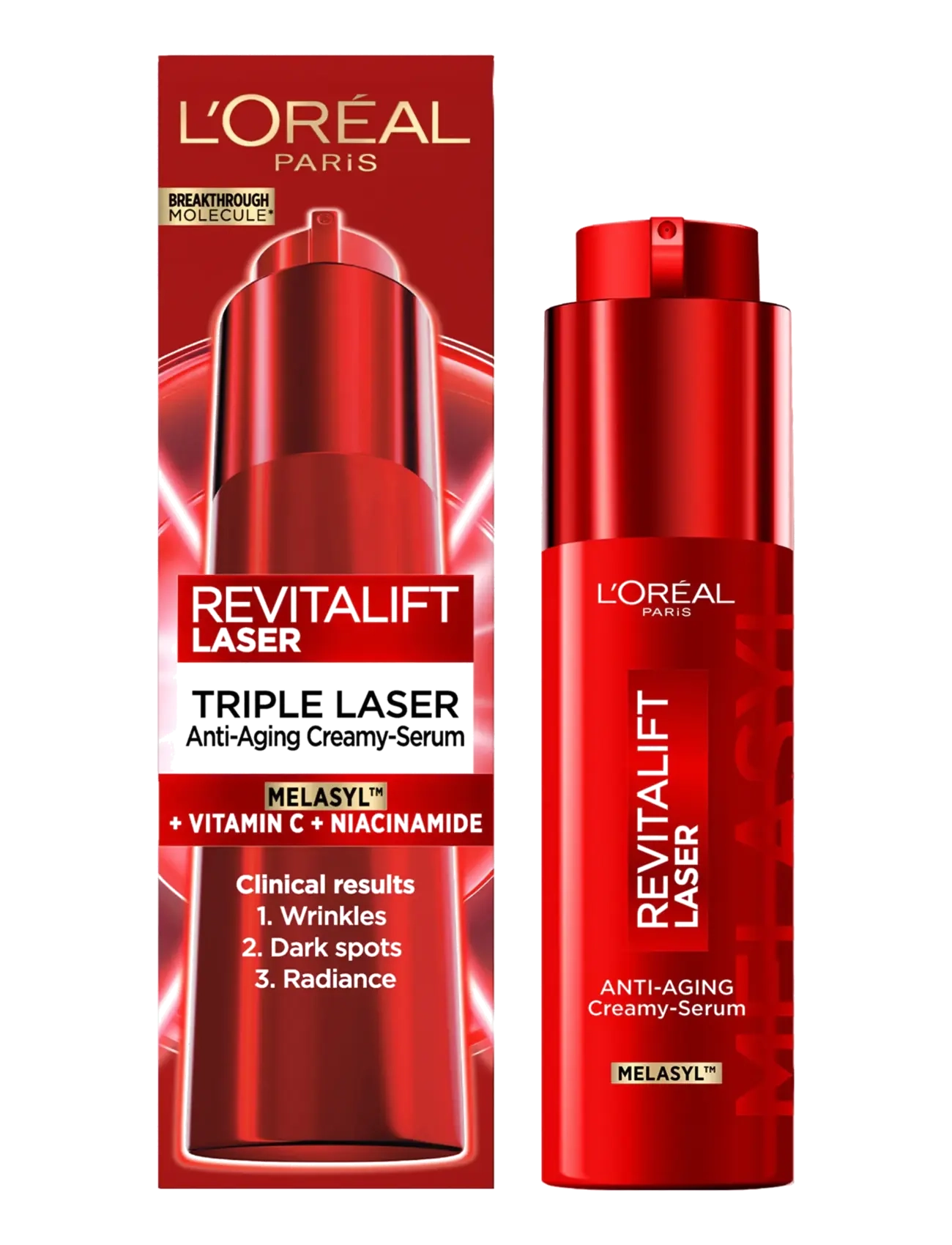 L'Oréal Paris - L’Oréal Paris Revitalift Laser Triple Laser Anti-Ageing Creamy-Serum Wrinkles Dark Spots Glow 50ml - serum - clear - 2