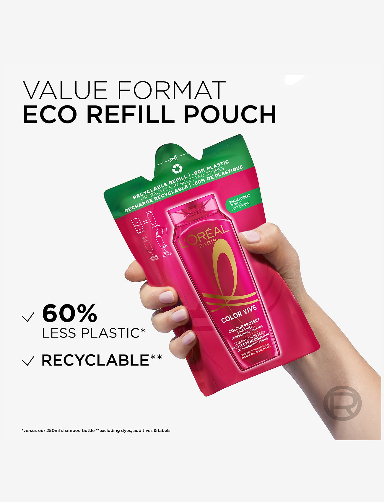 L'Oréal Paris - L'Oréal Paris Elvital Color Vive Shampoo Refill för färgat hår 250 ml - shampoo - clear - 2