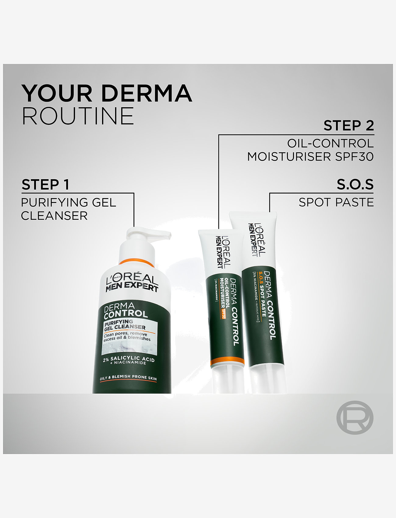 L'Oréal Paris - L'Oréal Paris Men Expert Derma Control ansiktskräm 40 ml - fugtpleje - clear - 5