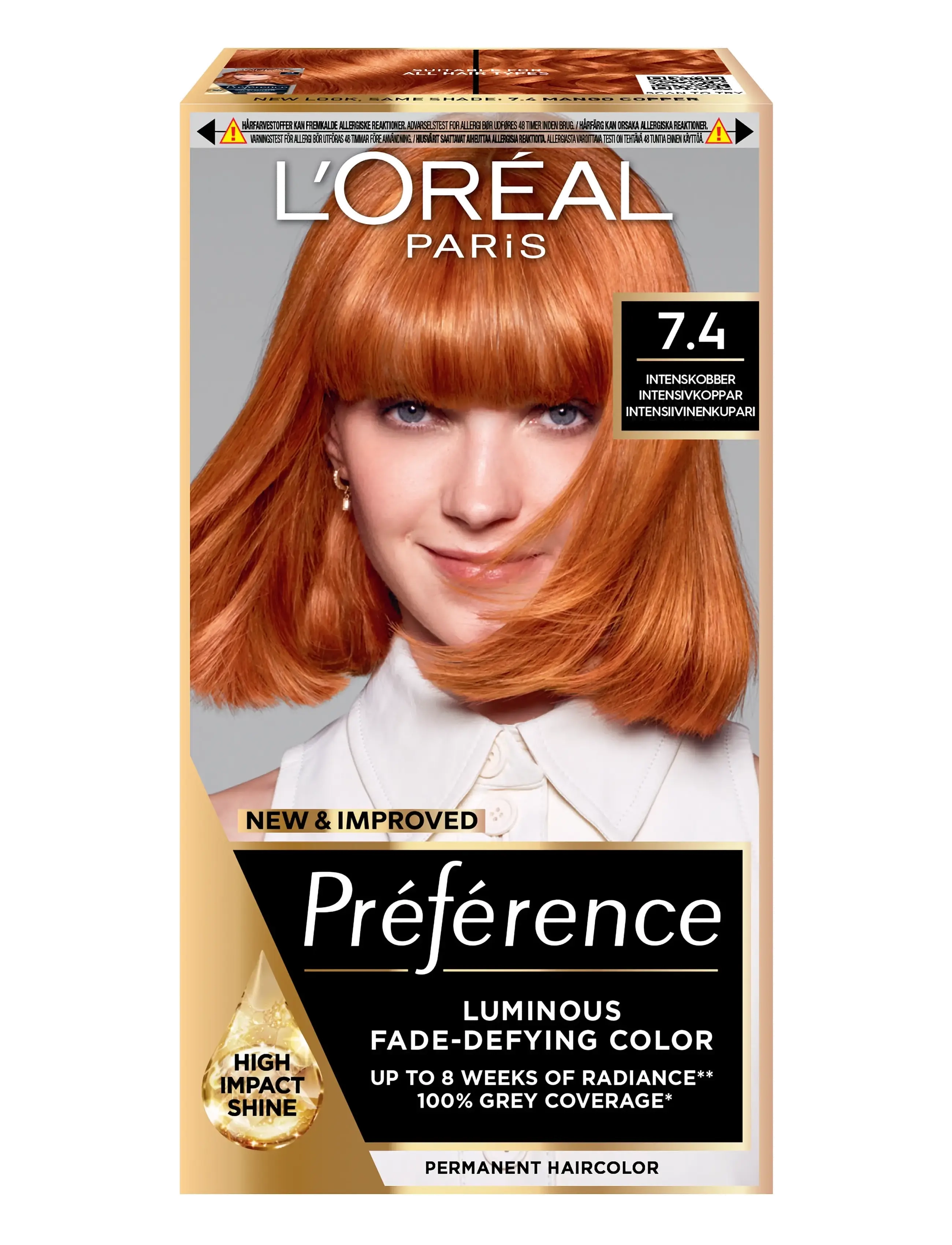 L'Oréal Paris L'Oréal Paris Préférence Permanent hårfärg för alla hårtyper 7.4 Mango Copper - Hårprodukter - MANGO COPPER / orange