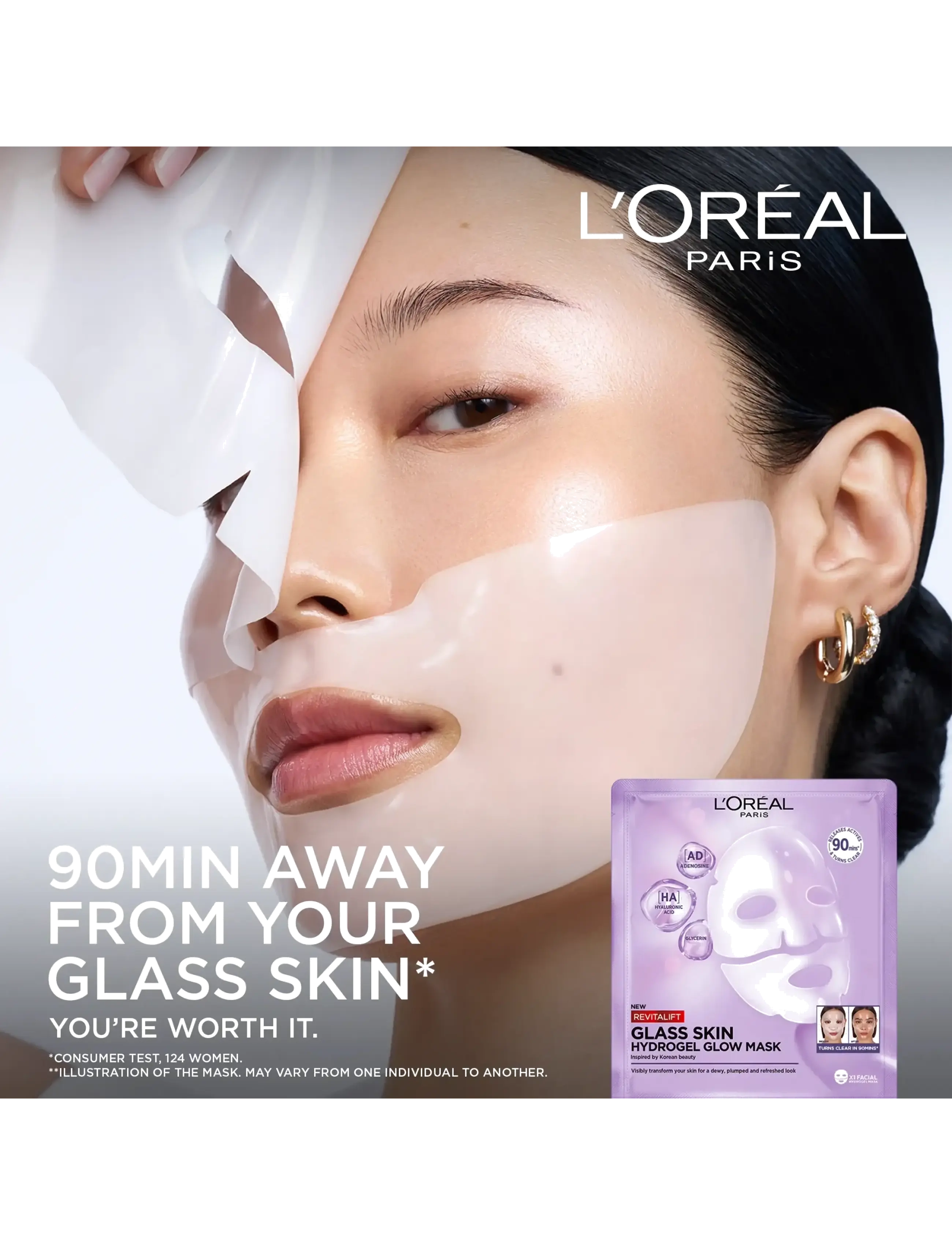 L'Oréal Paris - L'Oréal Paris Revitalift Filler Glass Skin Hydrogel Glow Mask 1 pcs - sheet masks - clear - 2