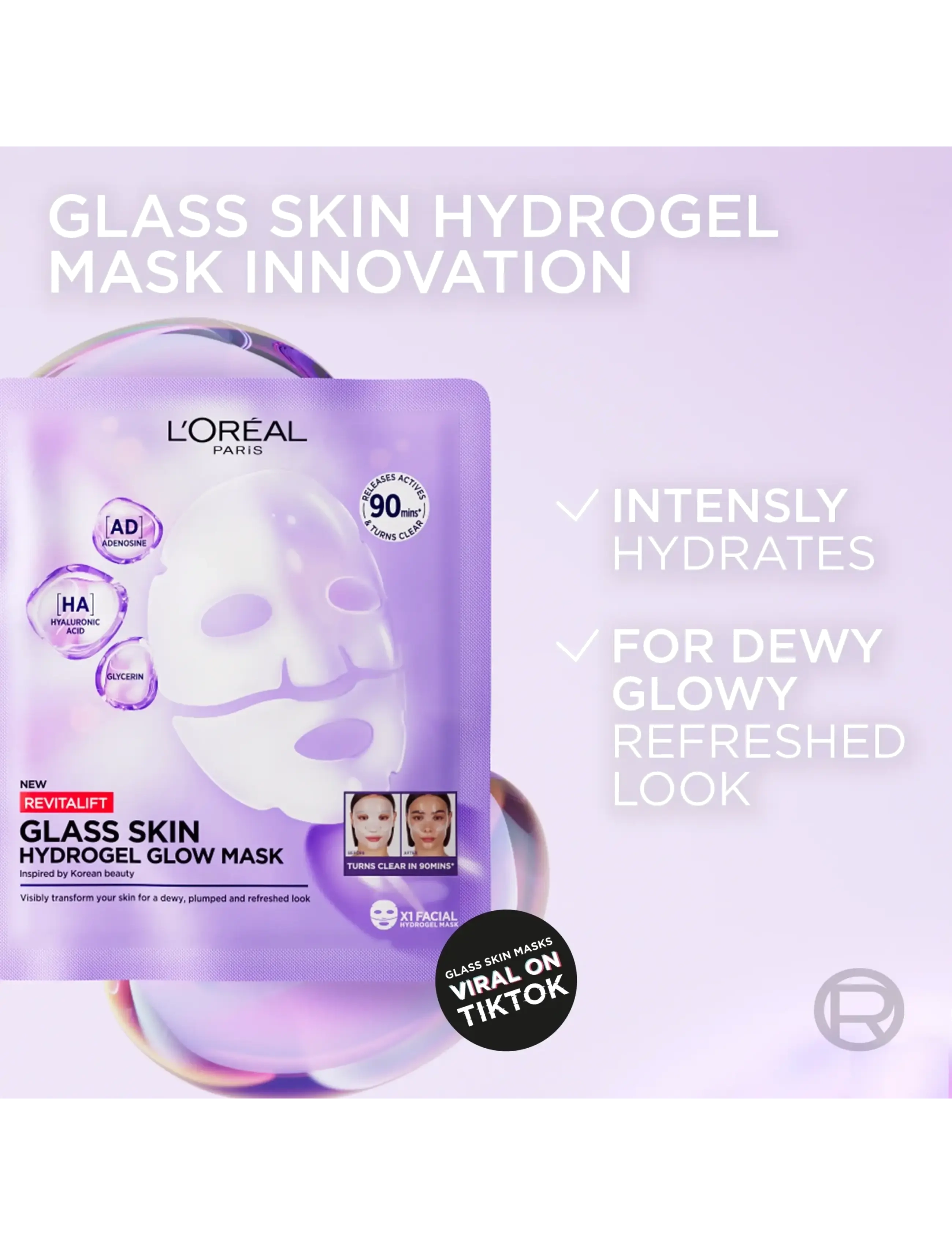 L'Oréal Paris - L'Oréal Paris Revitalift Filler Glass Skin Hydrogel Glow Mask 1 pcs - sheet masks - clear - 4