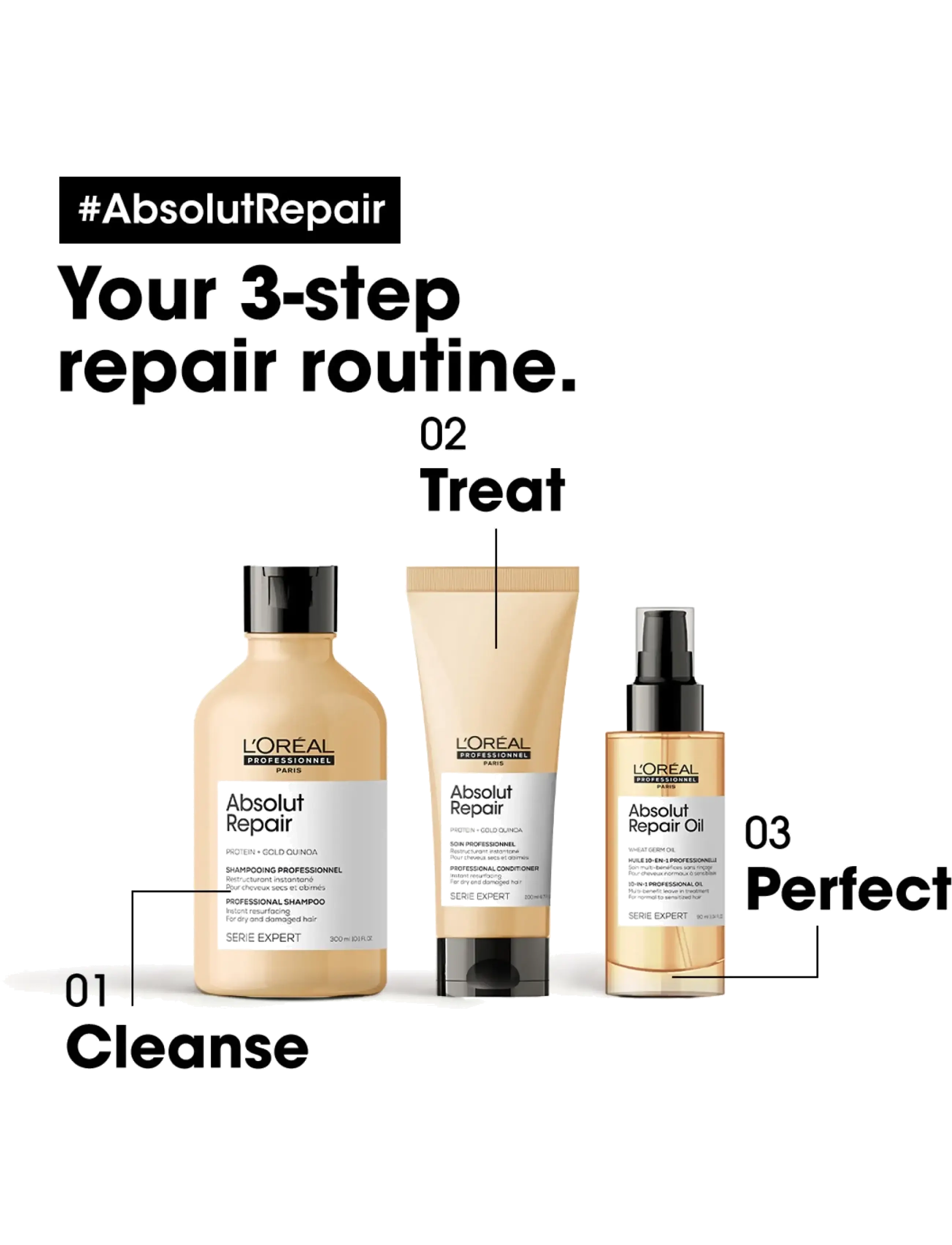 L'Oréal Professionnel - L'Oréal Professionnel Absolut Repair Gold Shampoo 300 ml - shampoo - clear - 1