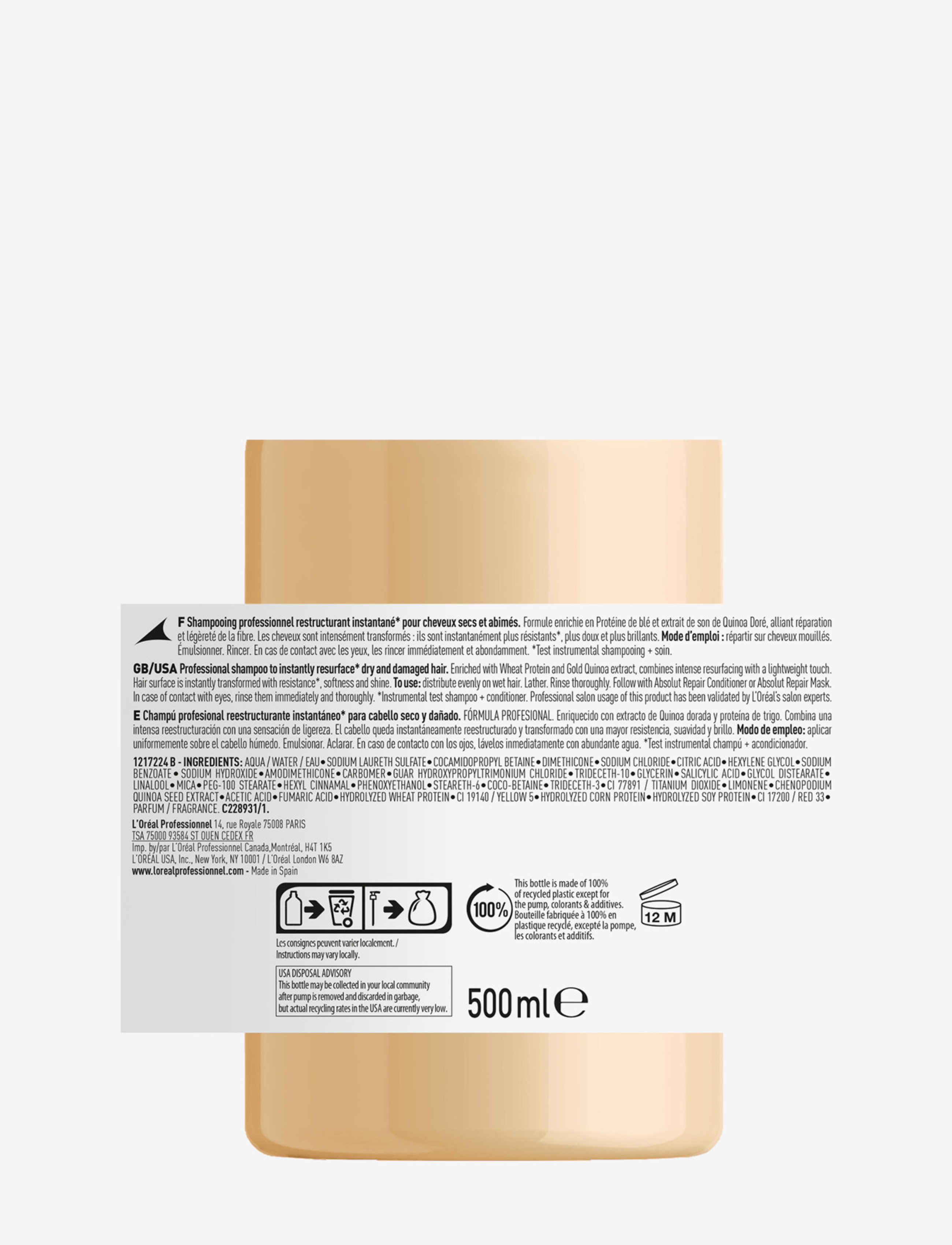 L'Oréal Professionnel - L'Oréal Professionnel Absolut Repair Gold Shampoo 300ml - laveste priser - clear - 3