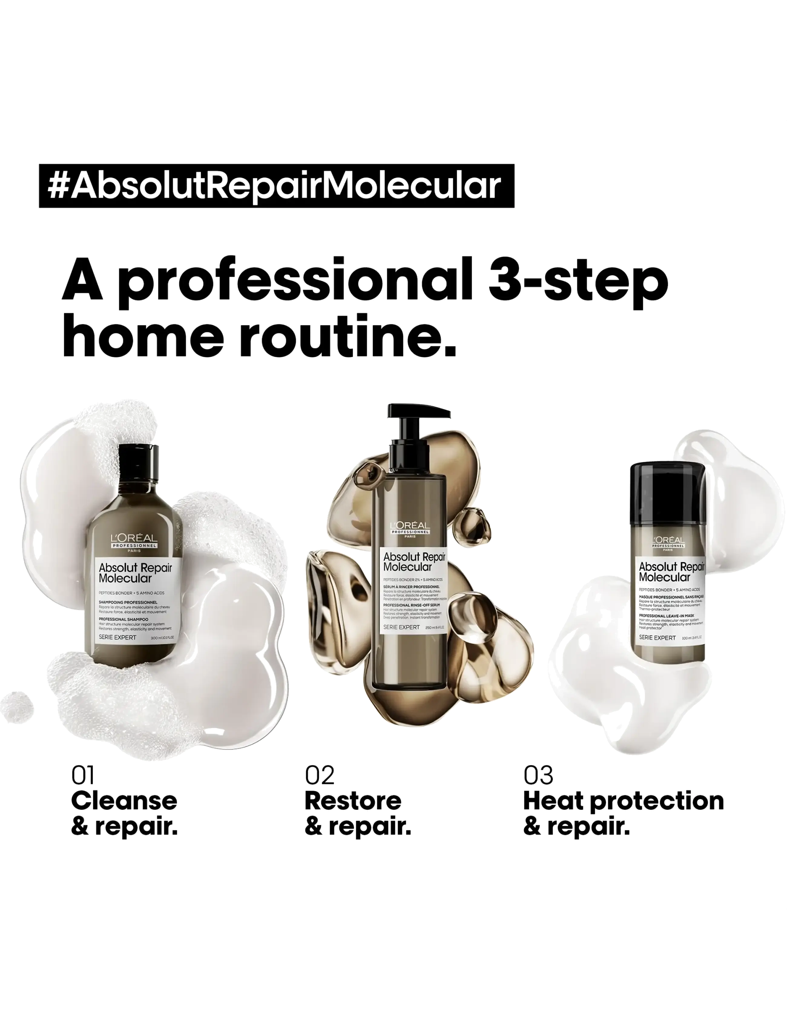 L'Oréal Professionnel - L'Oréal Professionnel Absolut Repair Molecular Rinse-off Serum 250ml - hárserum - clear - 2