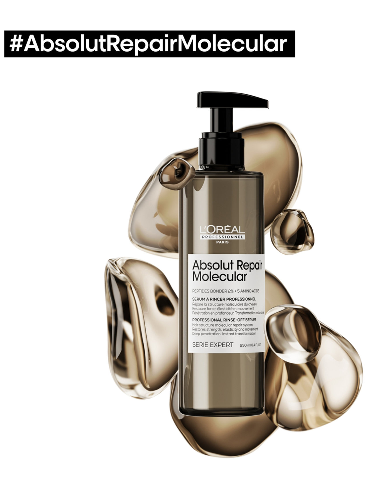 L'Oréal Professionnel - L'Oréal Professionnel Absolut Repair Molecular Rinse-off Serum 250ml - hårserum - clear - 3