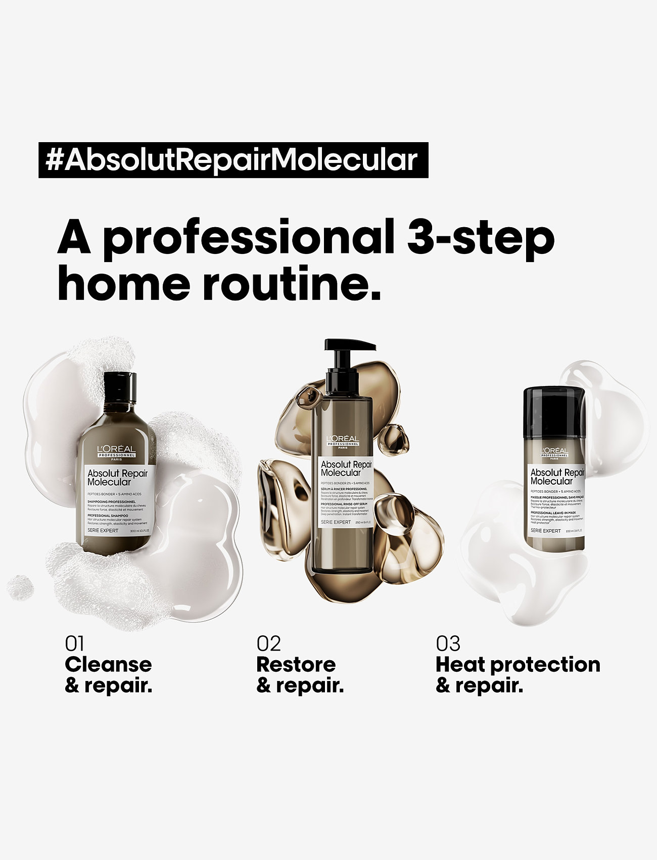 L'Oréal Professionnel - L'Oréal Professionnel Absolut Repair Molecular Shampoo 300ml - shampoo - clear - 4