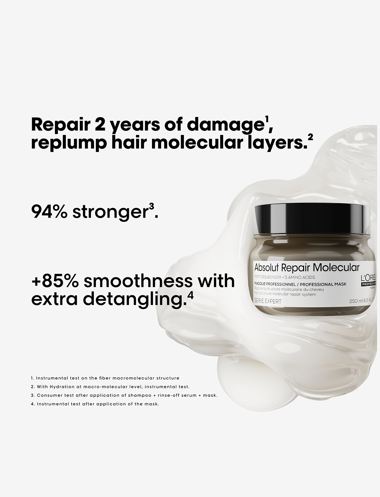 L'Oréal Professionnel - Absolut Repair Molecular Rinse-off Mask - hårkur - clear - 1